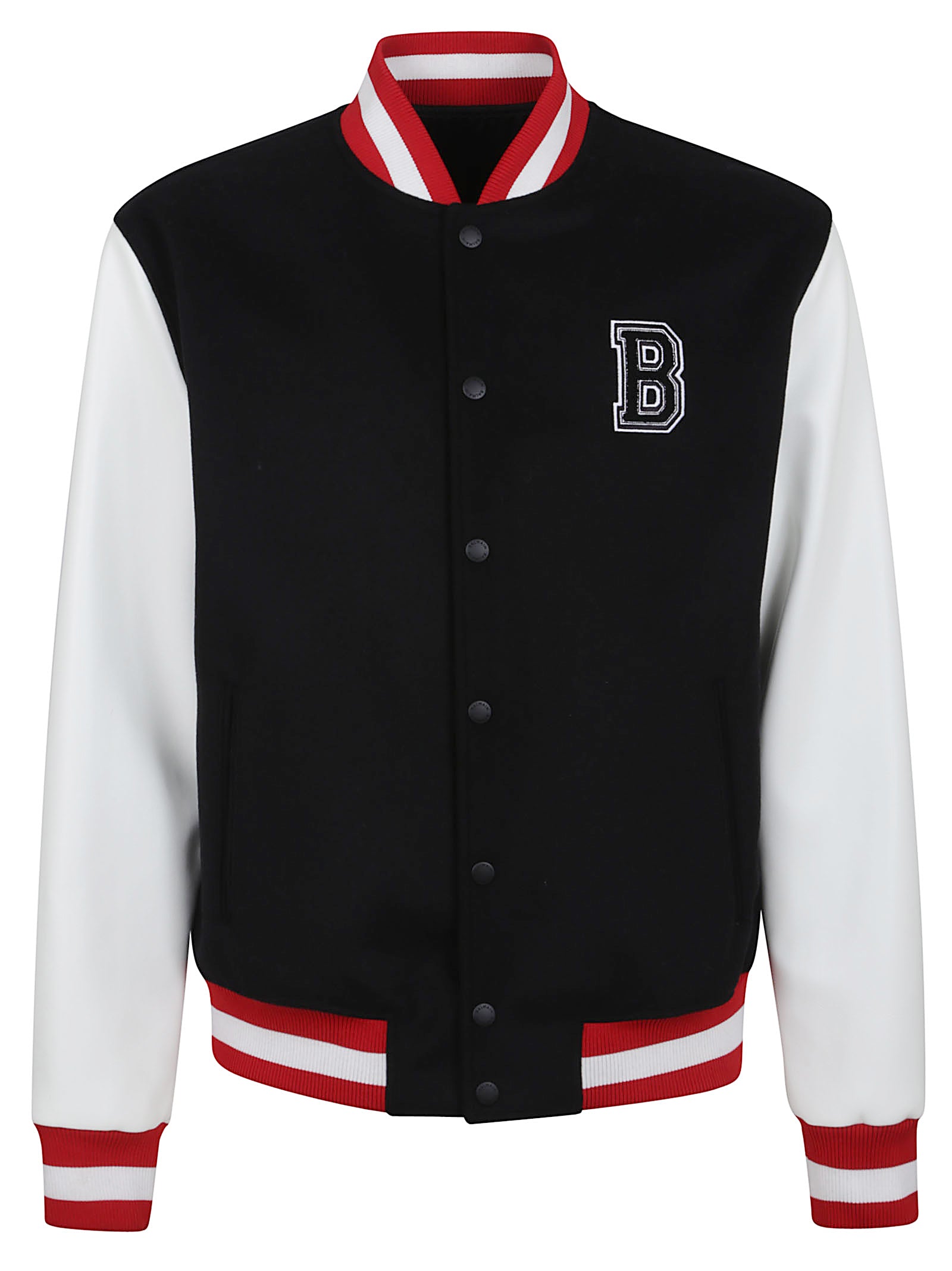 BALMAIN Varsity Jacket with Faux Leather Sleeves - FW25