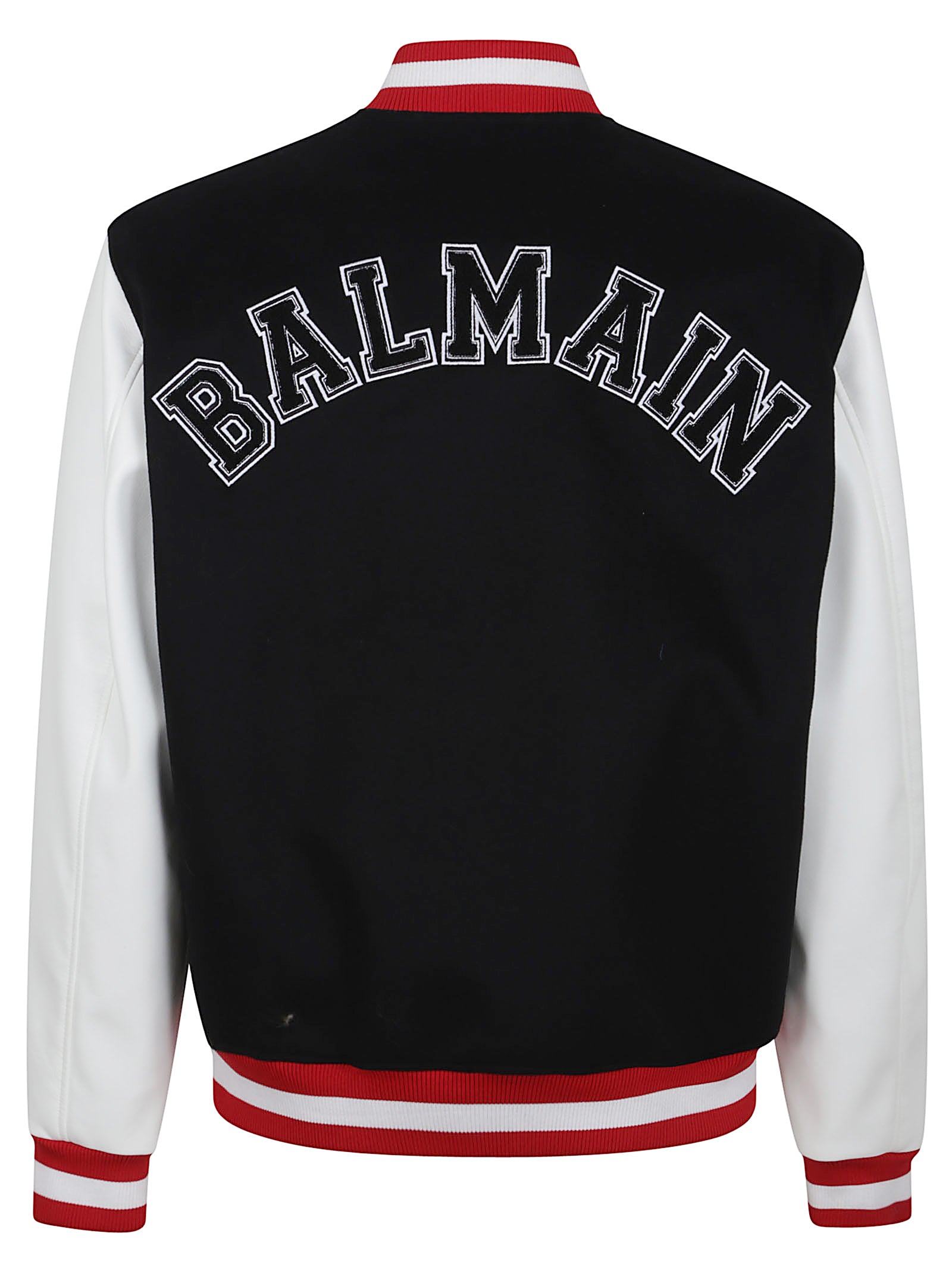 BALMAIN Varsity Jacket with Faux Leather Sleeves - FW25