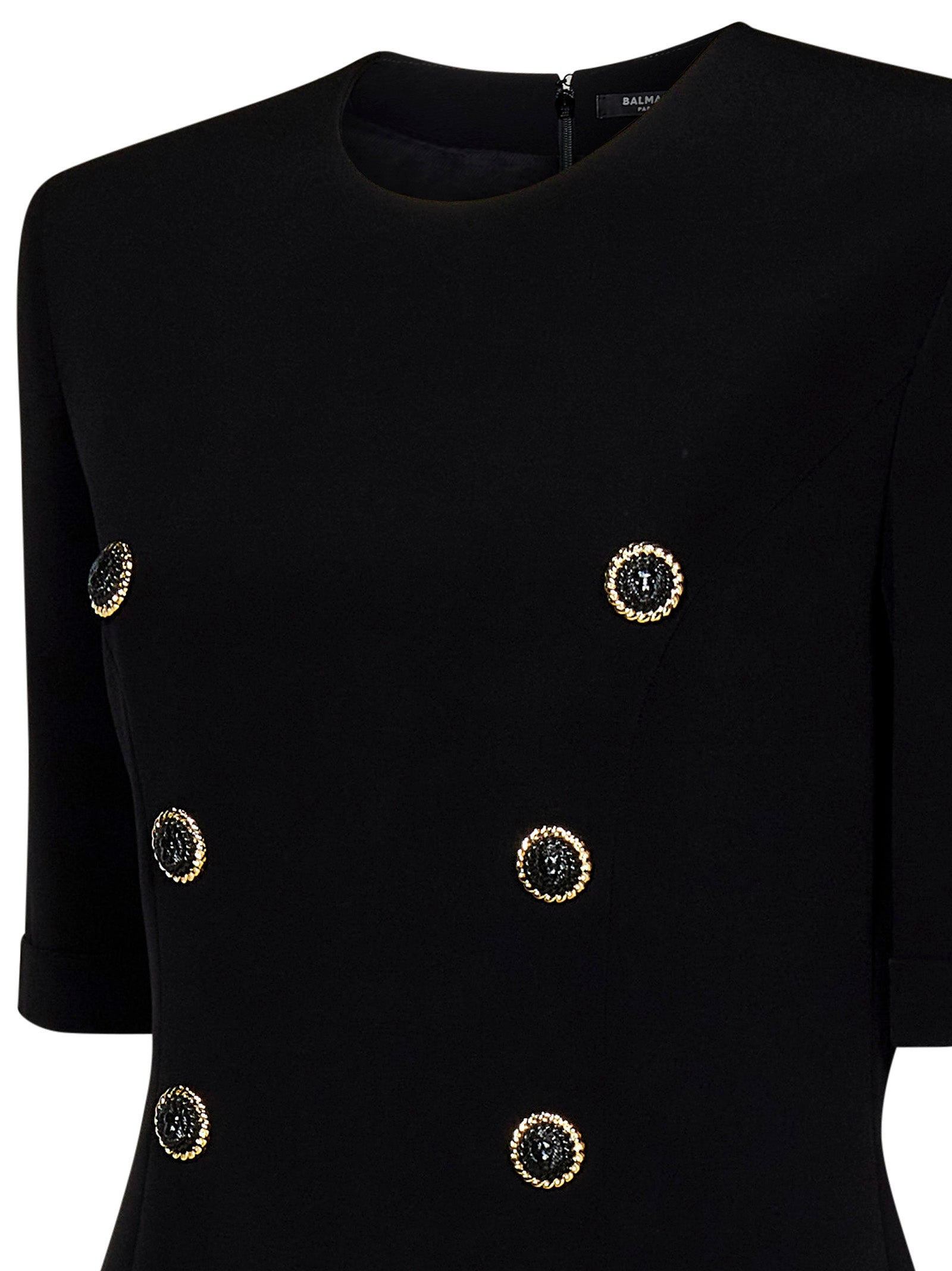 BALMAIN Elegant Mini Dress with Decorative Buttons - Size 36