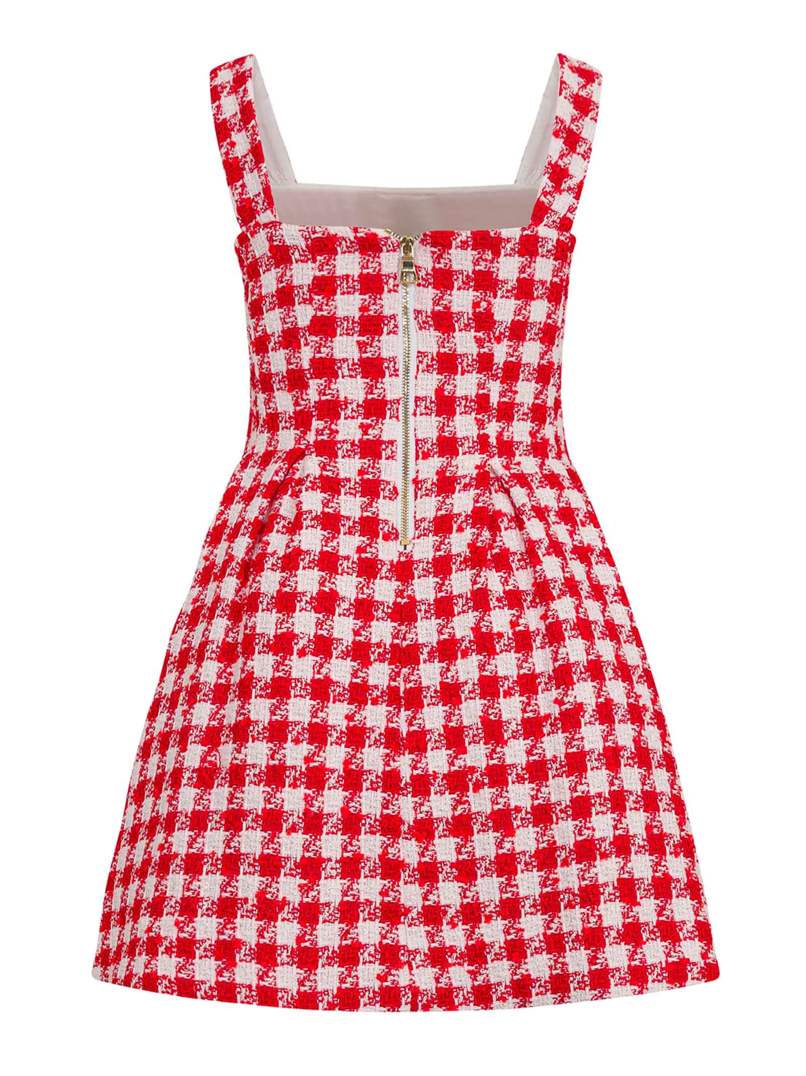 BALMAIN Girls' Flared Mini Dress with Checkered Design