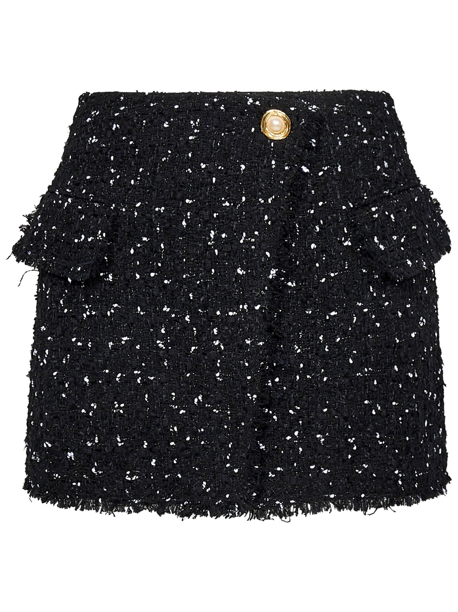 BALMAIN Asymmetric Mini Skirt with Embroidered Polka Dots - Size 36