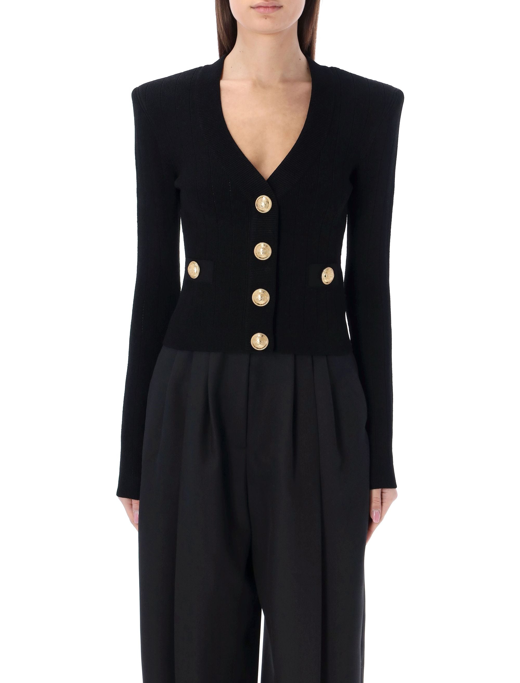 BALMAIN Gold Buttons Knit Cardigan