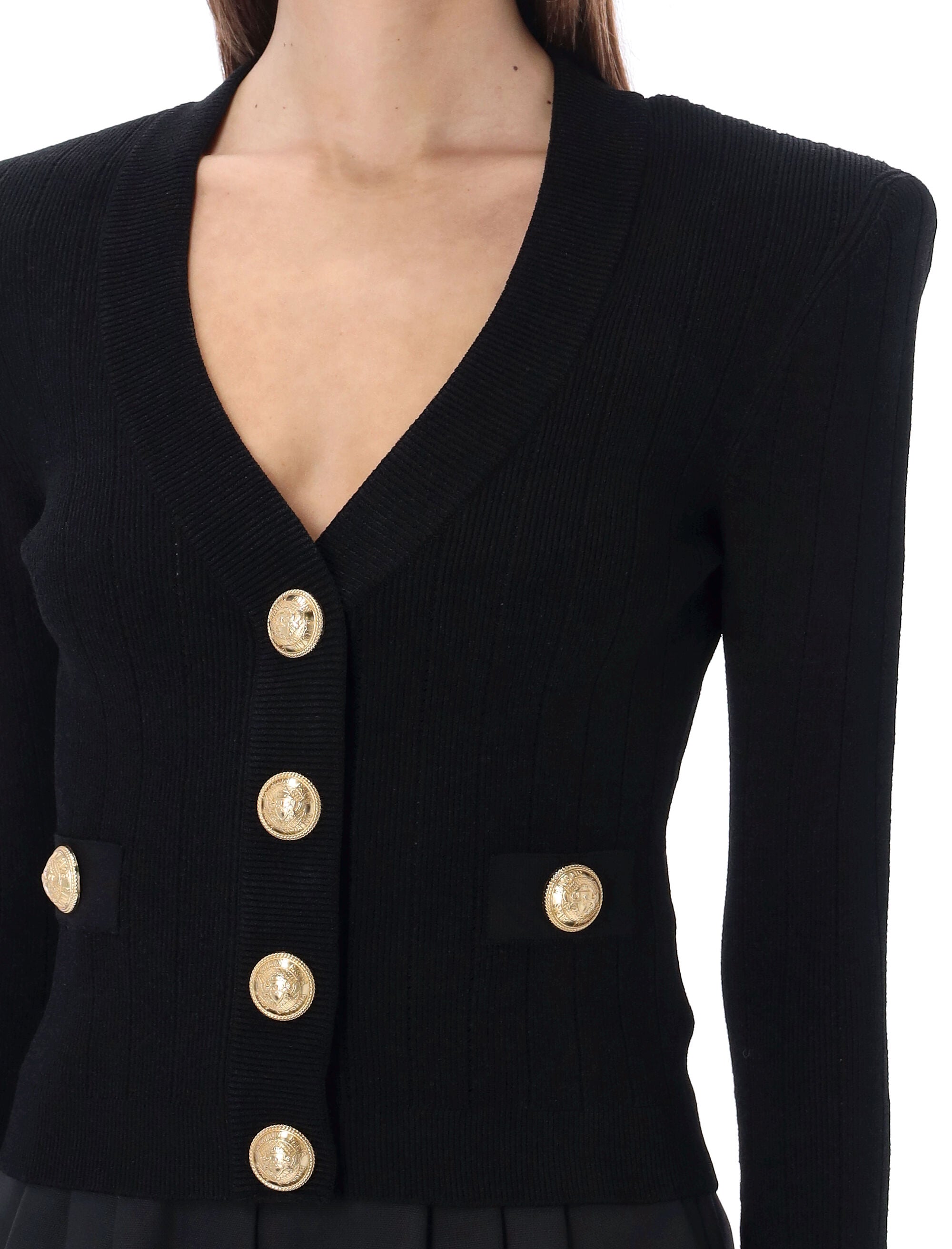 BALMAIN Gold Buttons Knit Cardigan