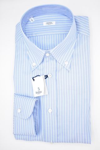 BARBA Classic Light Blue Button-Up Shirt for Men