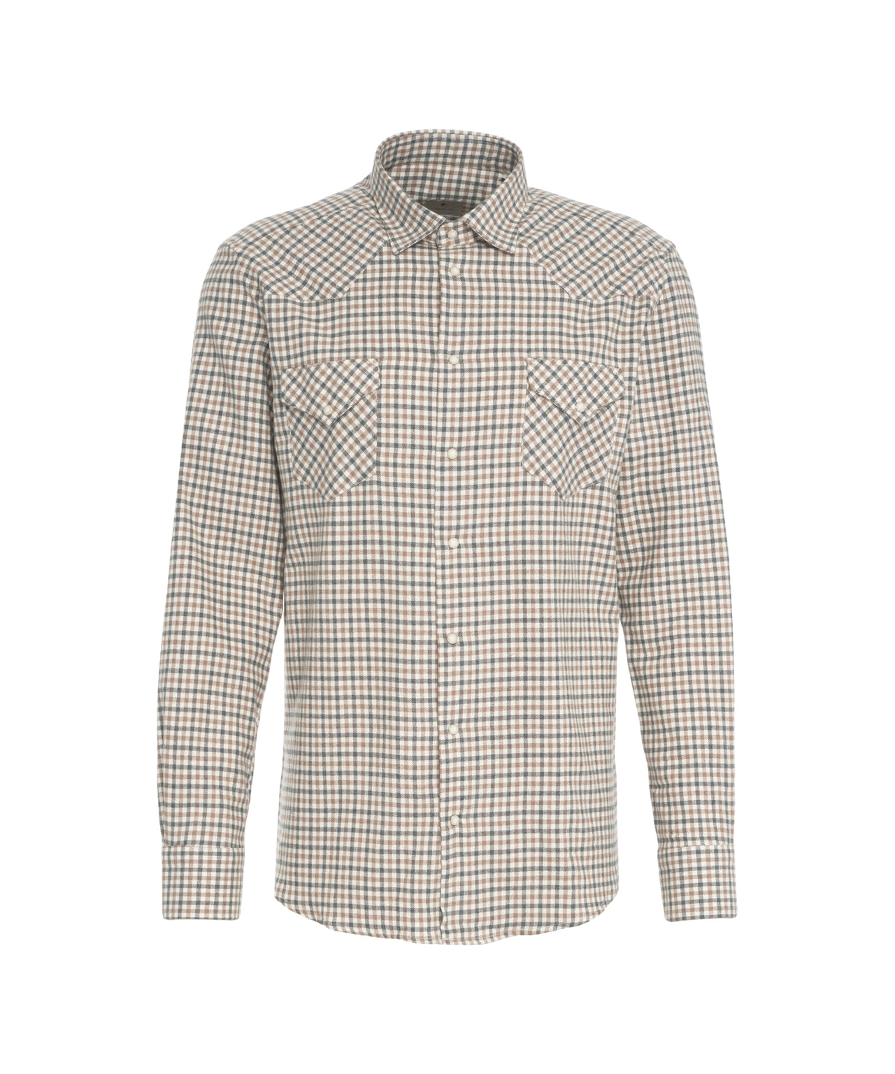 BASTONCINO Mini Check Flannel Western Shirt for Men