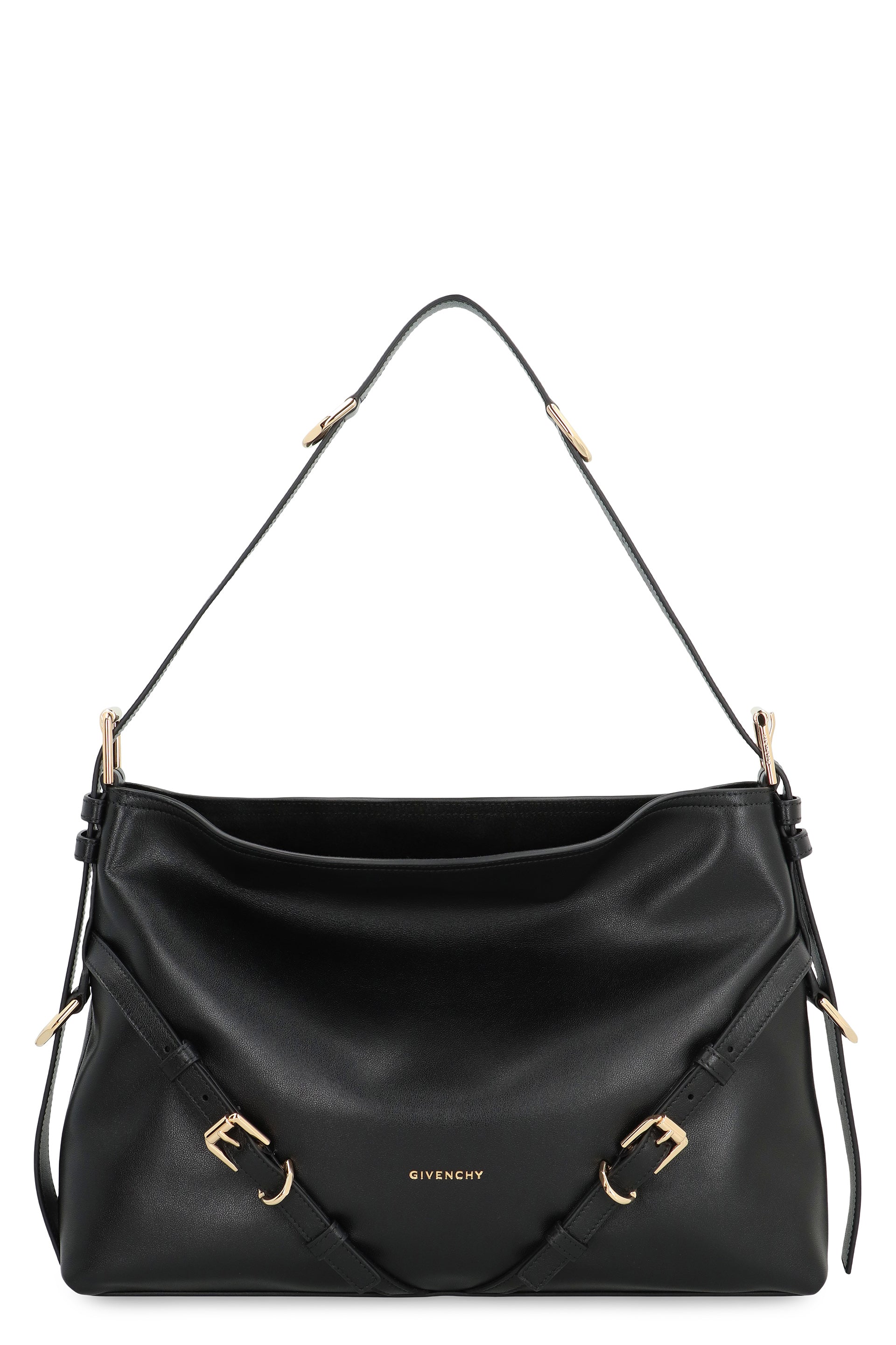 GIVENCHY Leather Shoulder Handbag with Buckle Strap