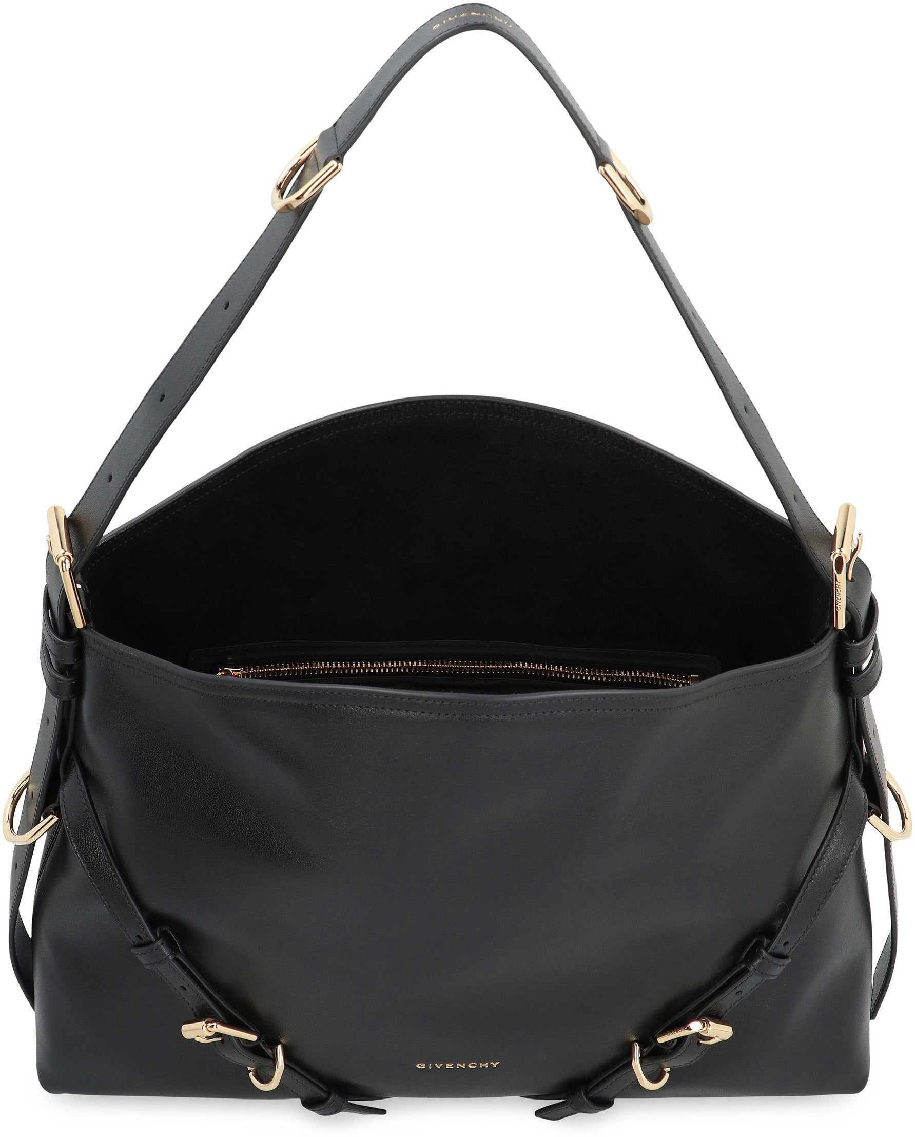 GIVENCHY Leather Shoulder Handbag with Buckle Strap