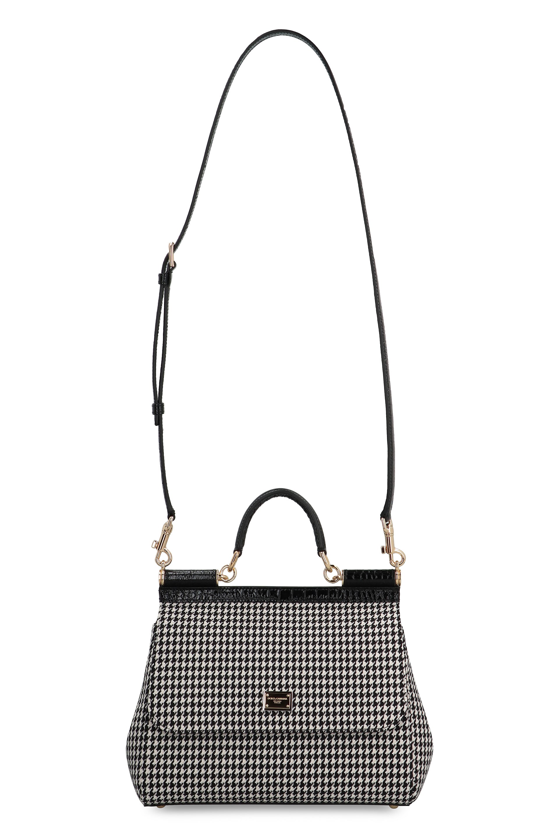 DOLCE & GABBANA Grande Handbag with Houndstooth Pattern - 25 CM