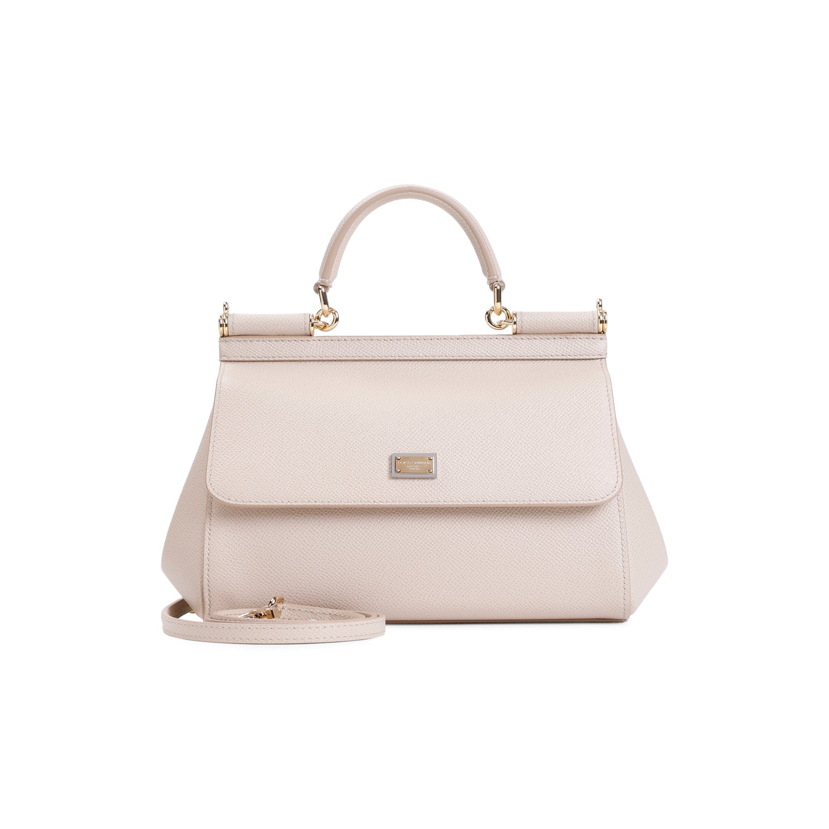 DOLCE & GABBANA Mini Leather Handbag with Foldover Top