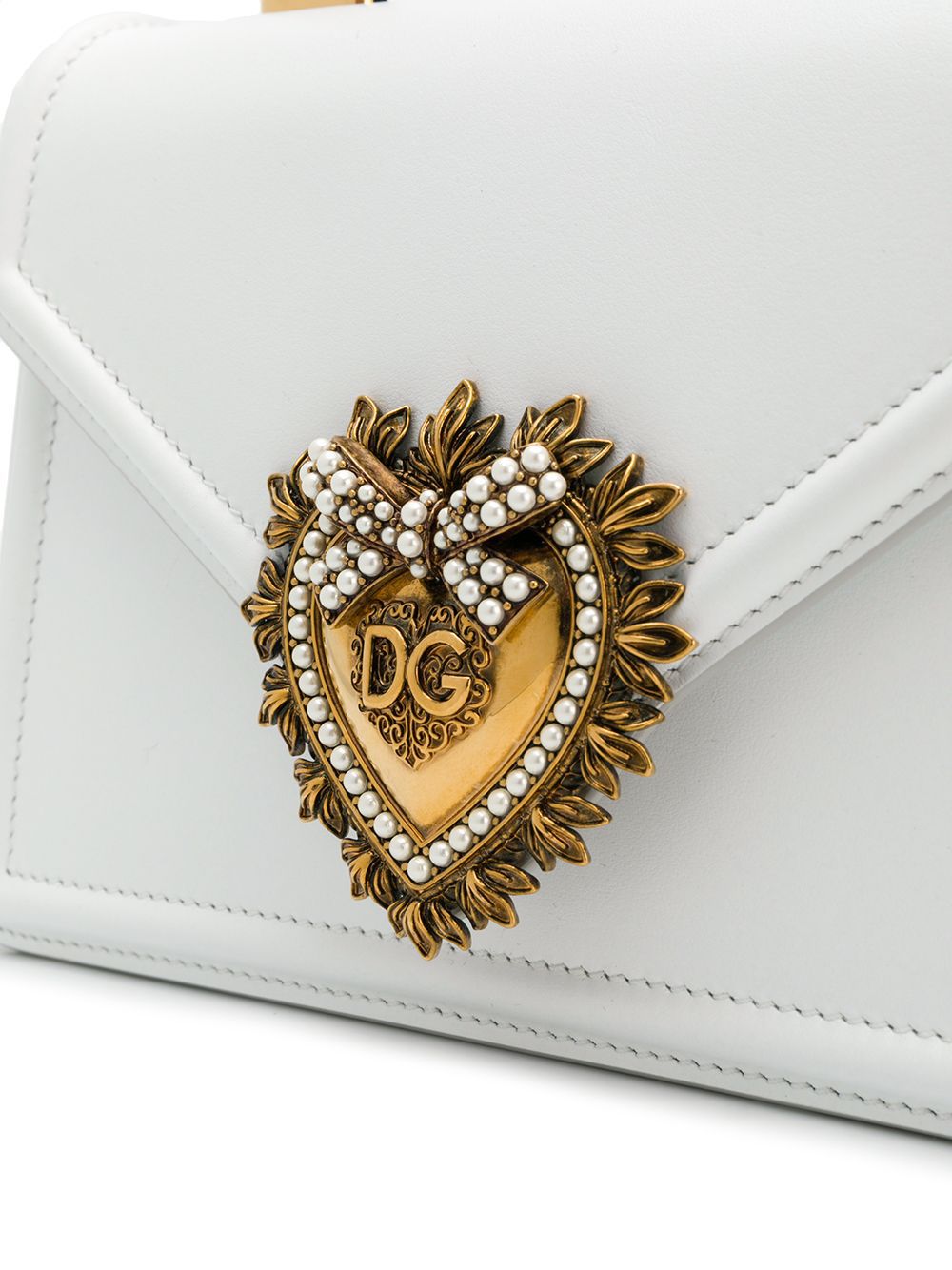 DOLCE & GABBANA Mini Leather Handbag with Sacred Heart Plaque