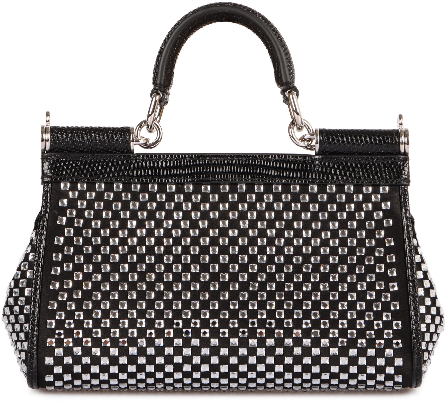 DOLCE & GABBANA Mini Handbag with Rhinestones and Leather Accents