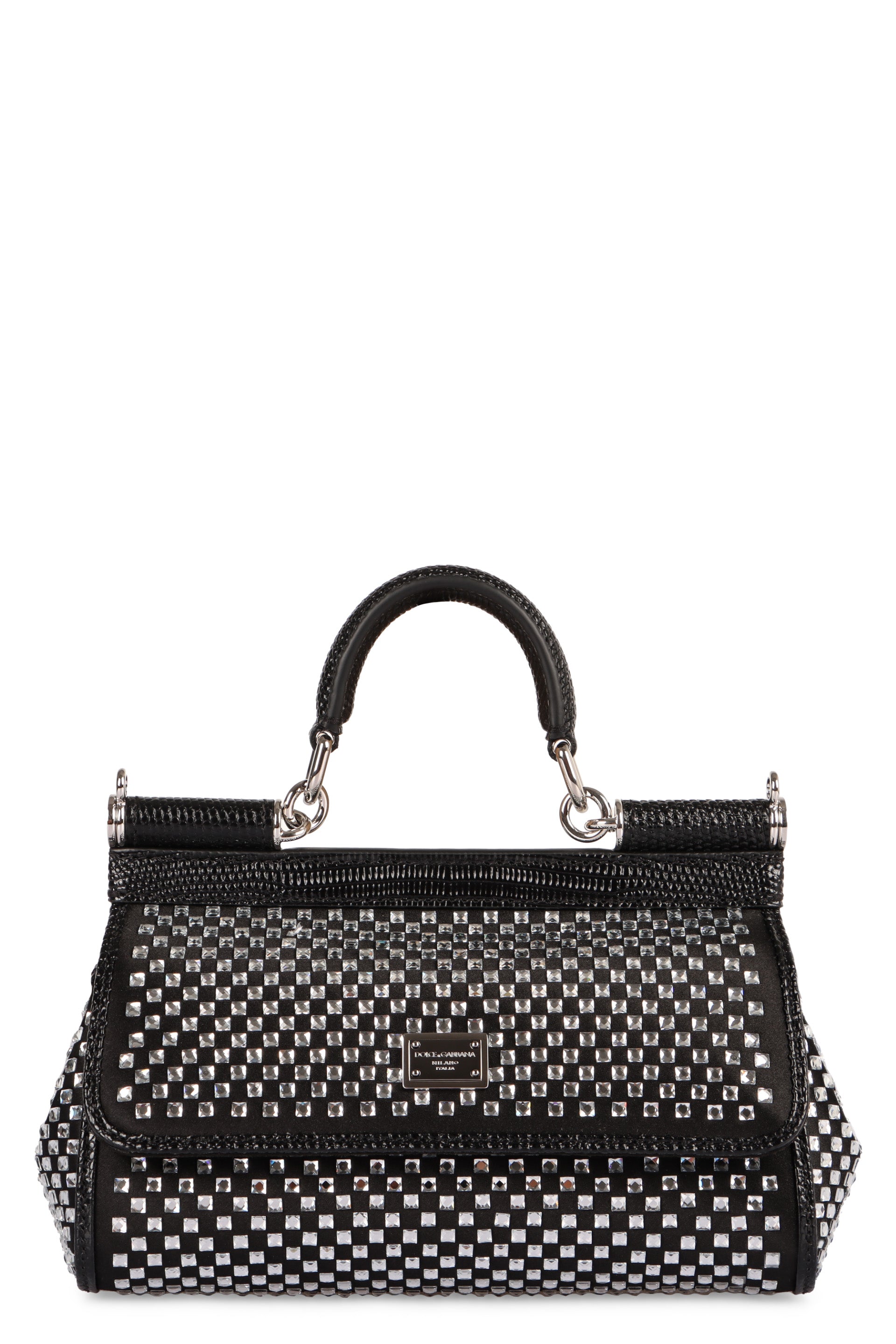 DOLCE & GABBANA Mini Handbag with Rhinestones and Leather Accents
