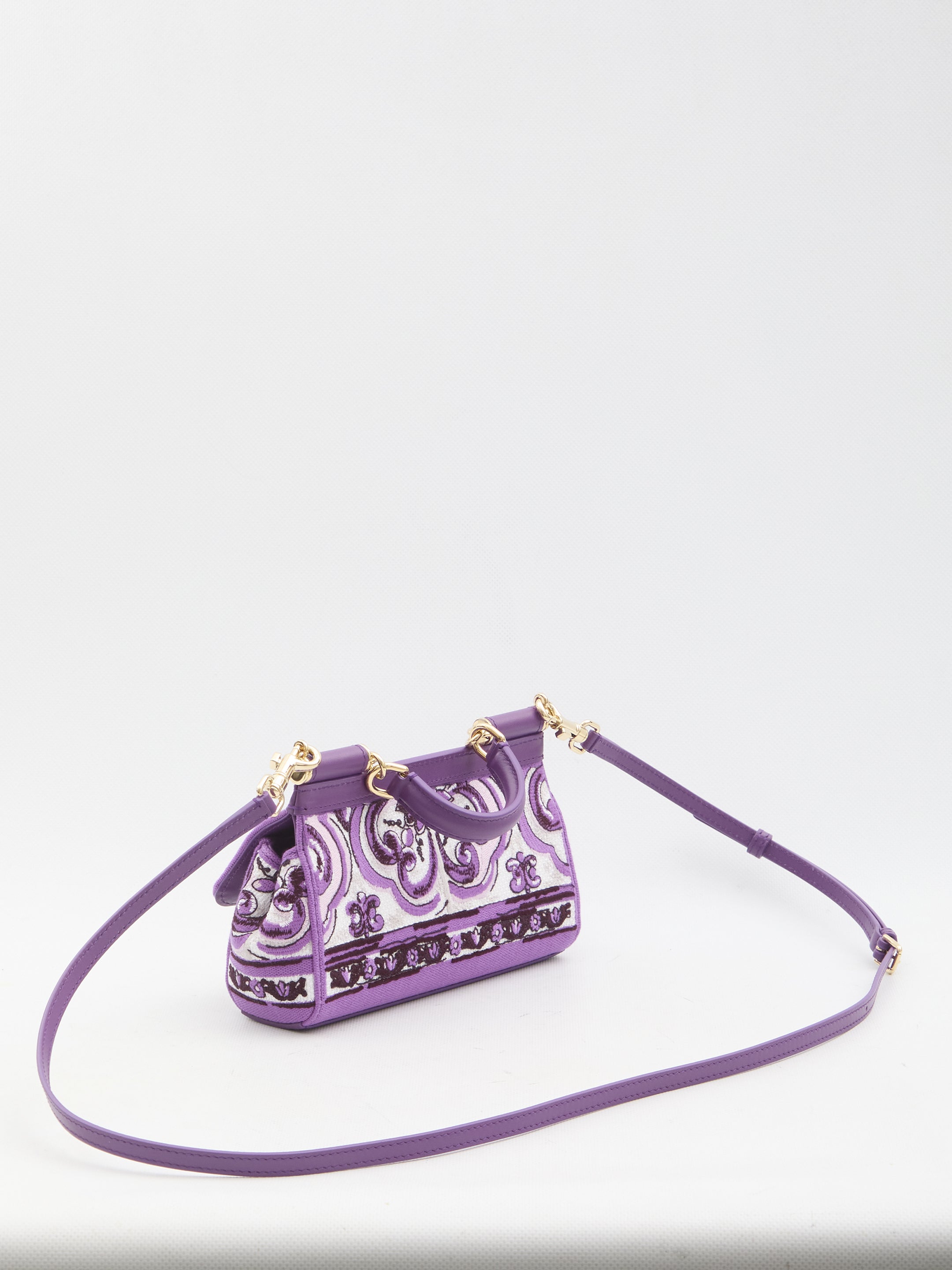 DOLCE & GABBANA Mini Handbag with Maiolica Embroidery - 13x19x6cm