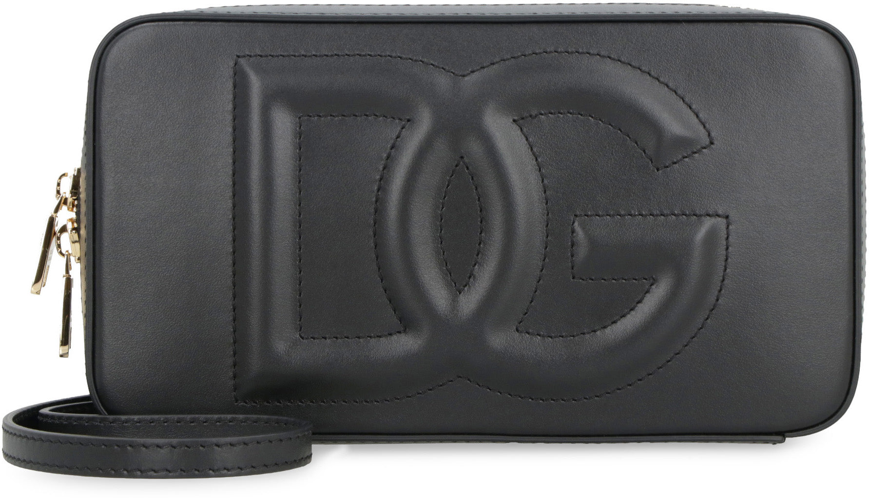 DOLCE & GABBANA Mini Embossed Logo Leather Camera Handbag