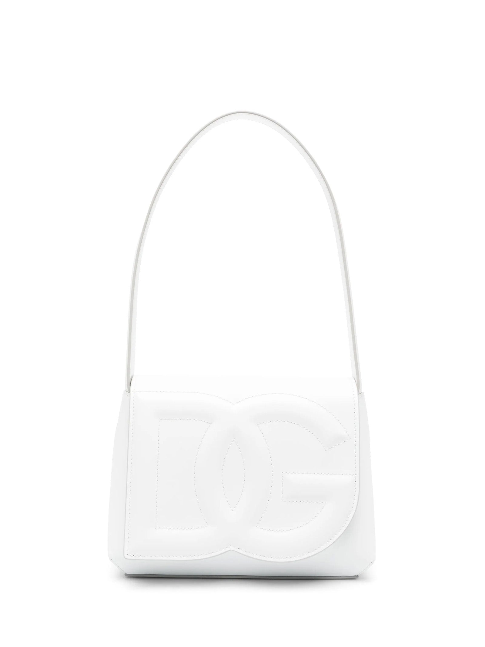 DOLCE & GABBANA Elegant Leather Shoulder Handbag with DG Logo - 23cm x 17.5cm x 7cm