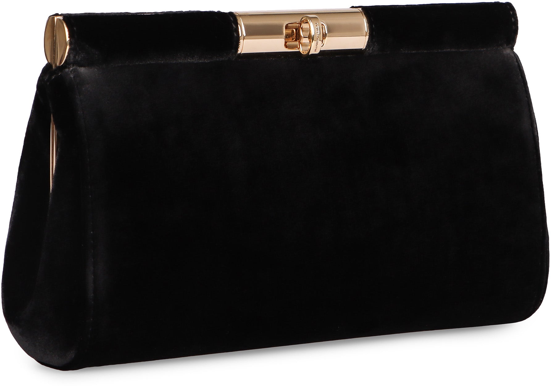 DOLCE & GABBANA Mini Velvet Clutch Handbag with Metallic Turn-Lock Closure