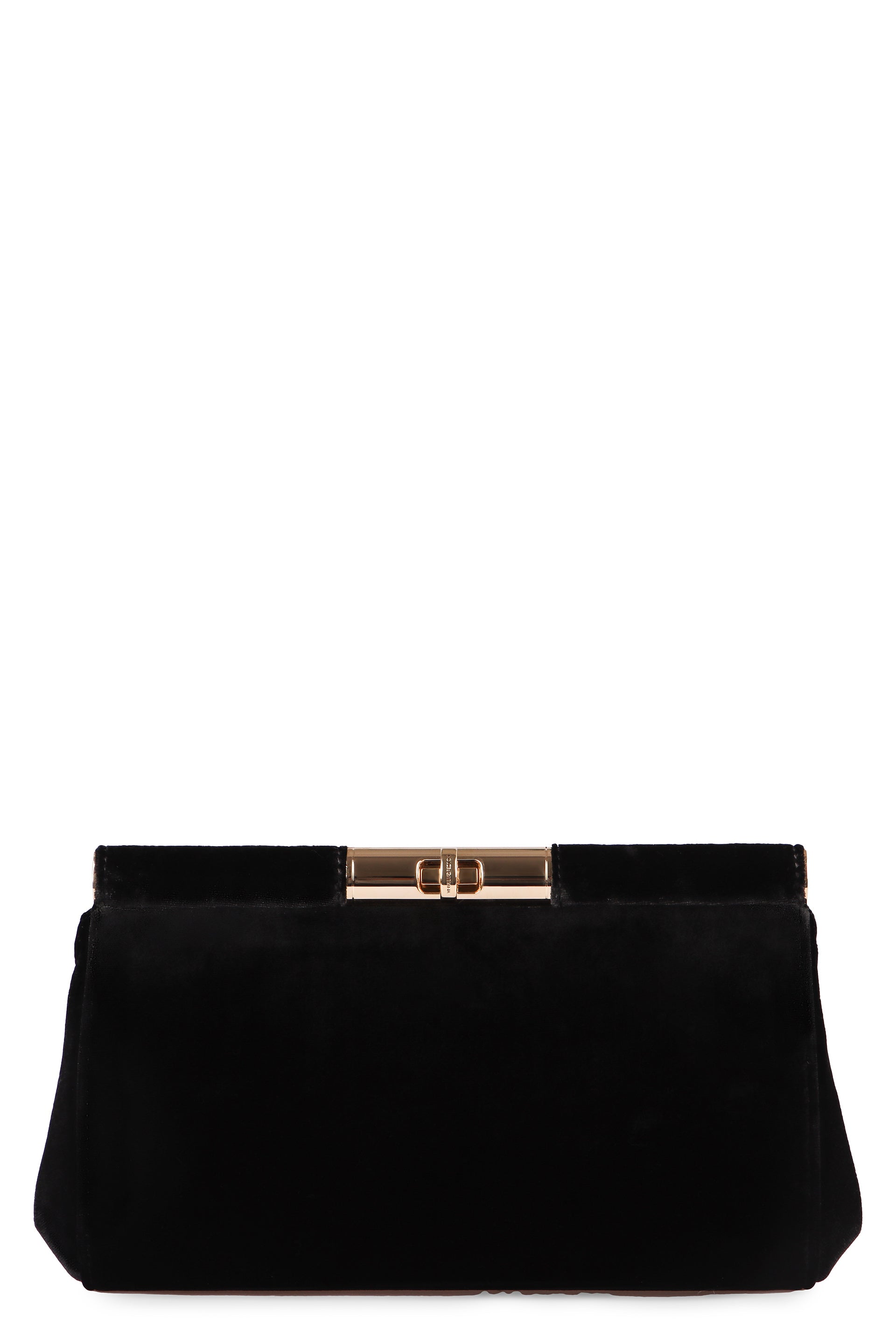 DOLCE & GABBANA Mini Velvet Clutch Handbag with Metallic Turn-Lock Closure