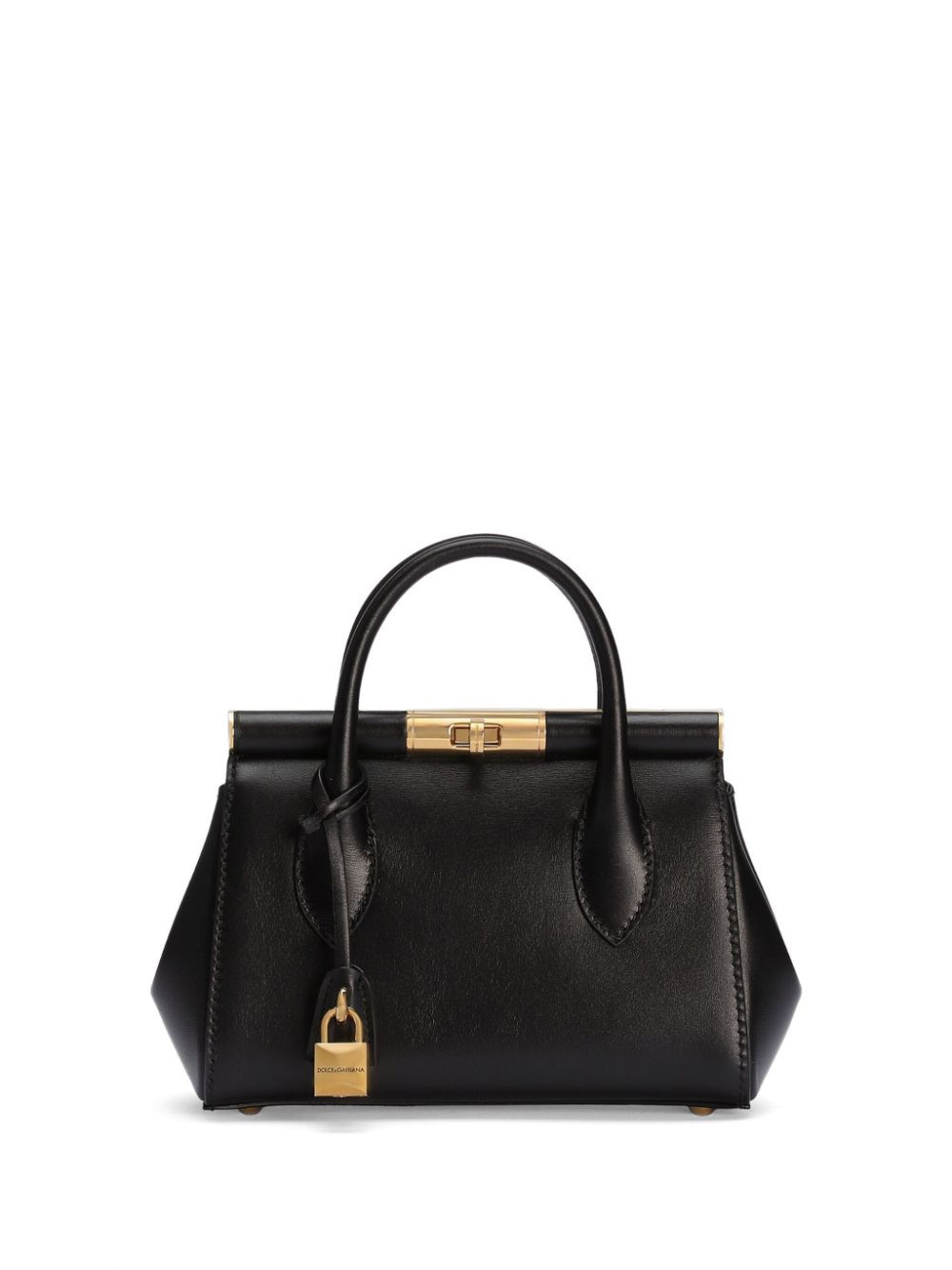DOLCE & GABBANA Elegant Leather Handbag with Twist-Lock Closure for Women
