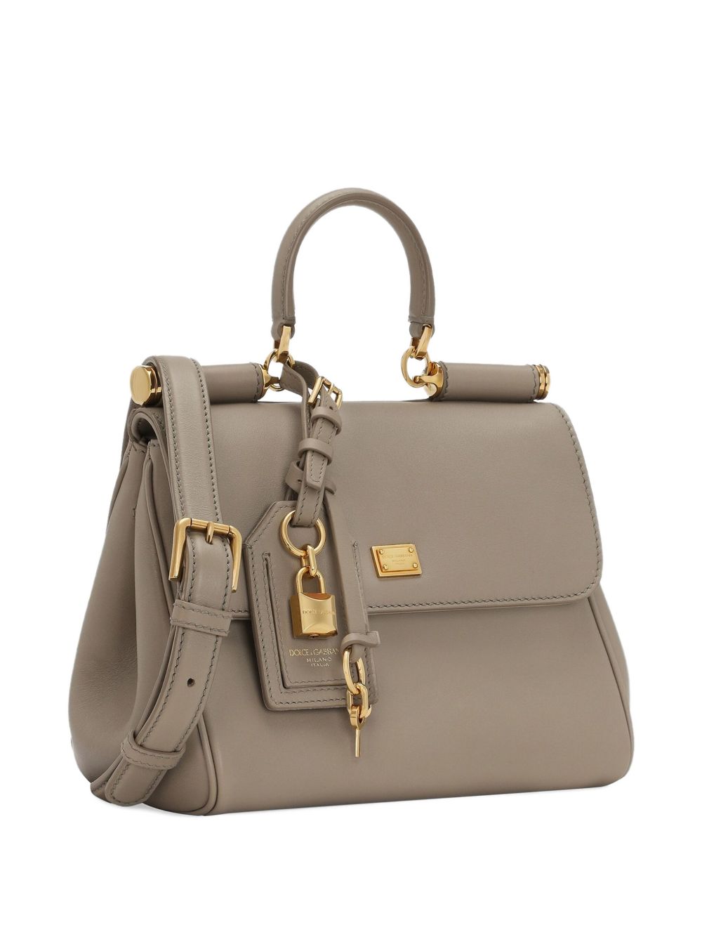 DOLCE & GABBANA Medium Leather Handbag with Padlock Detail