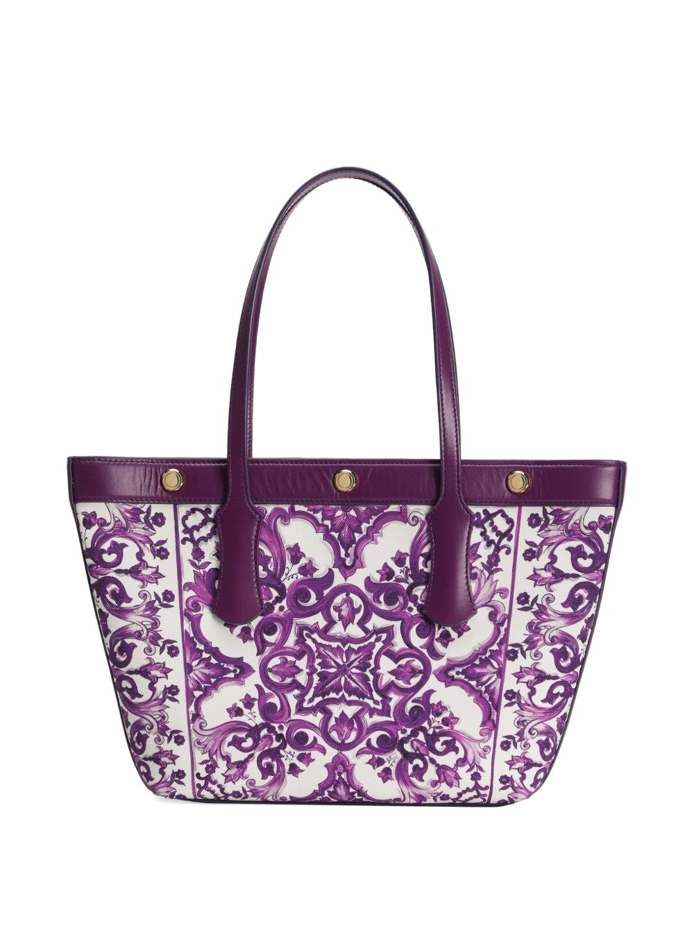 DOLCE & GABBANA Majolica-Print Mini Atene Shopping Handbag (23cm x 23.5cm x 8cm)