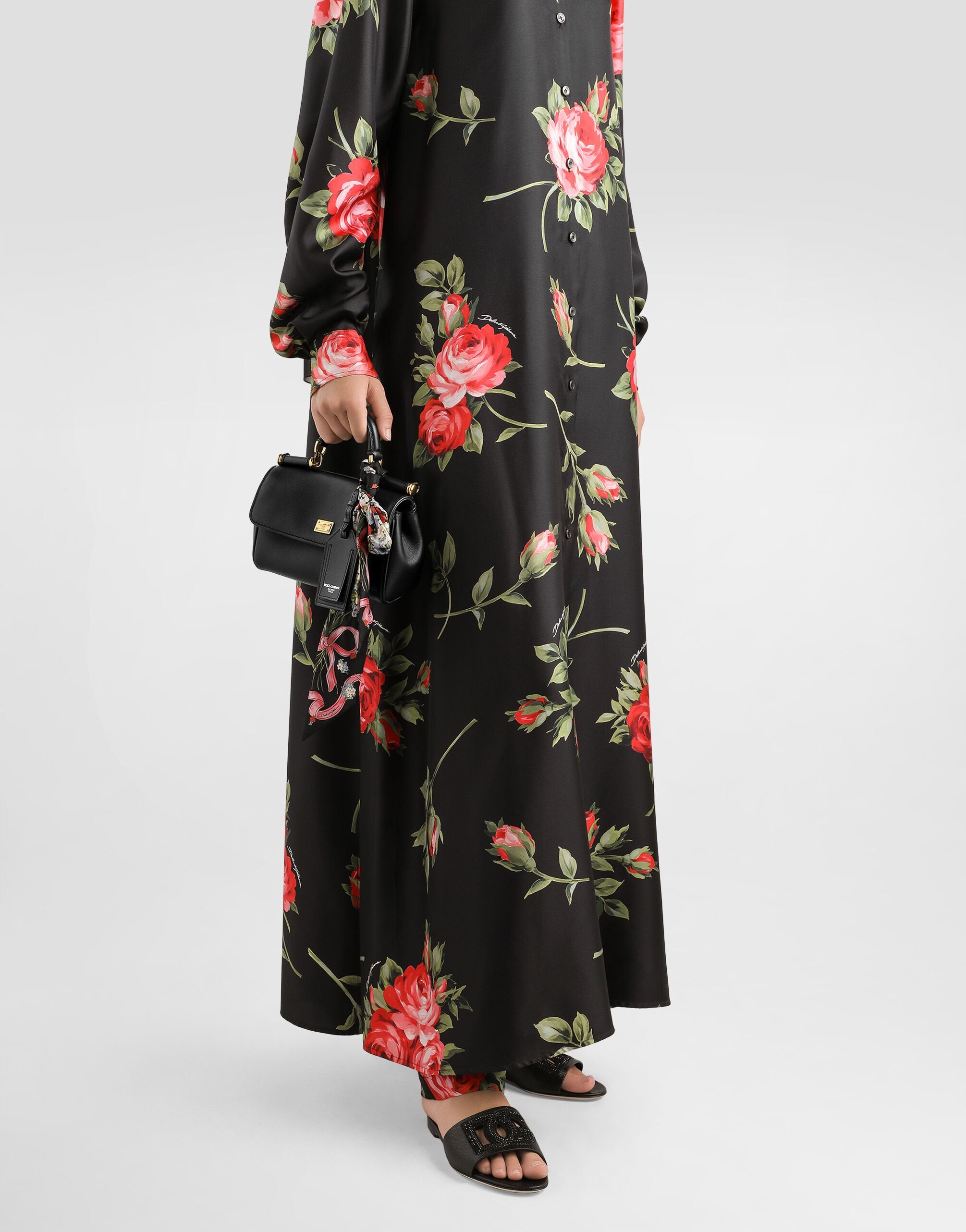 DOLCE & GABBANA Mini Luxury Handbag with Vintage Brass Accents - Dimensions: H12 x W19 x D8.5 cm