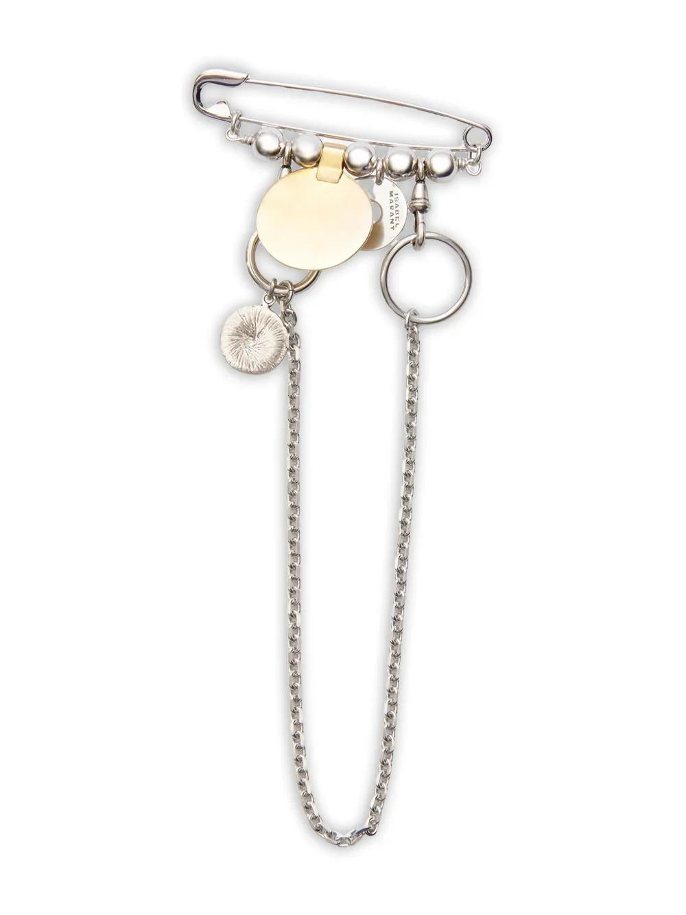 ISABEL MARANT Mini Safety Pin Brooch with Chain-Link Detailing