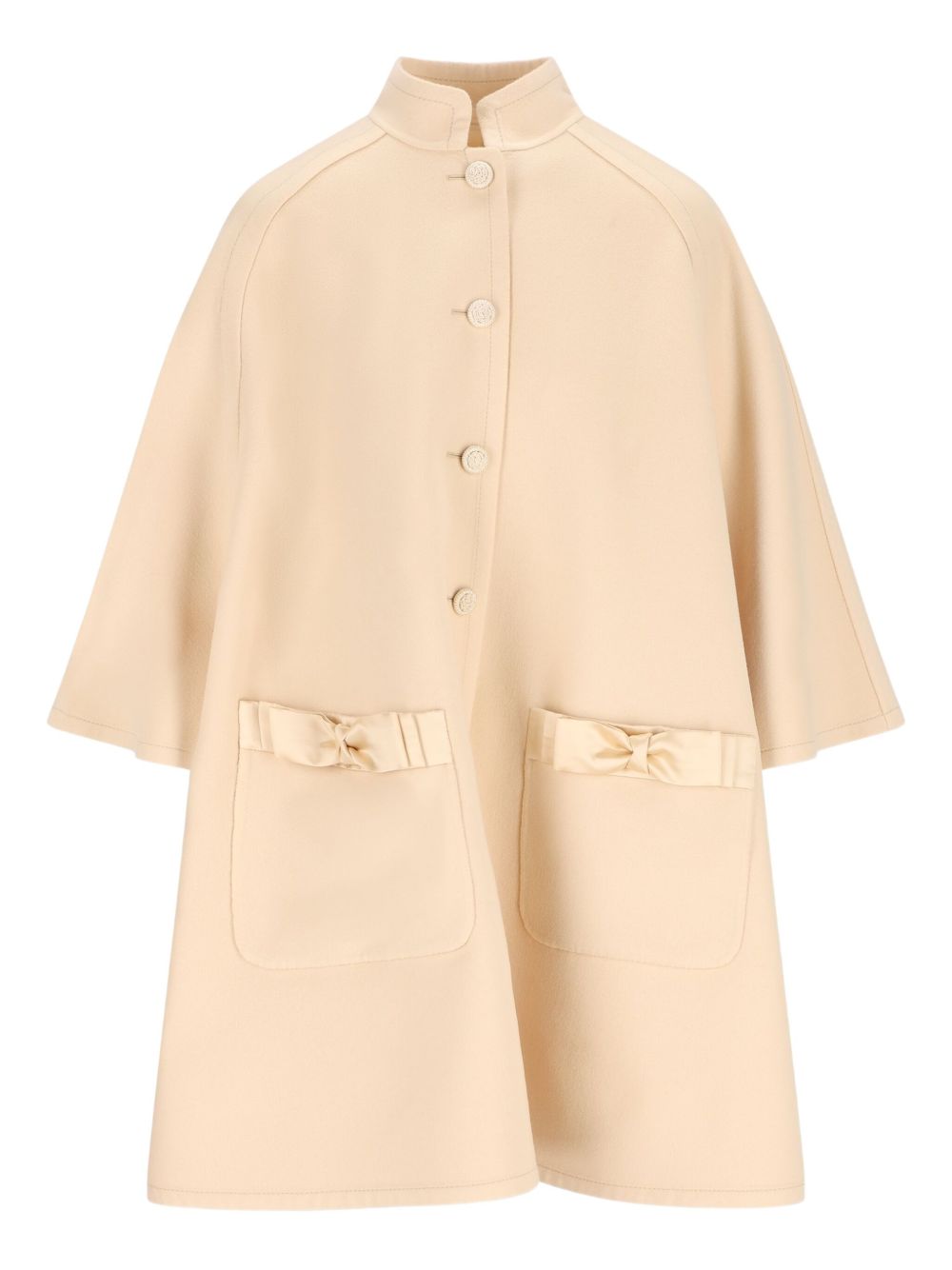 VALENTINO High Collar Flared Jacket with Satin Bow Details