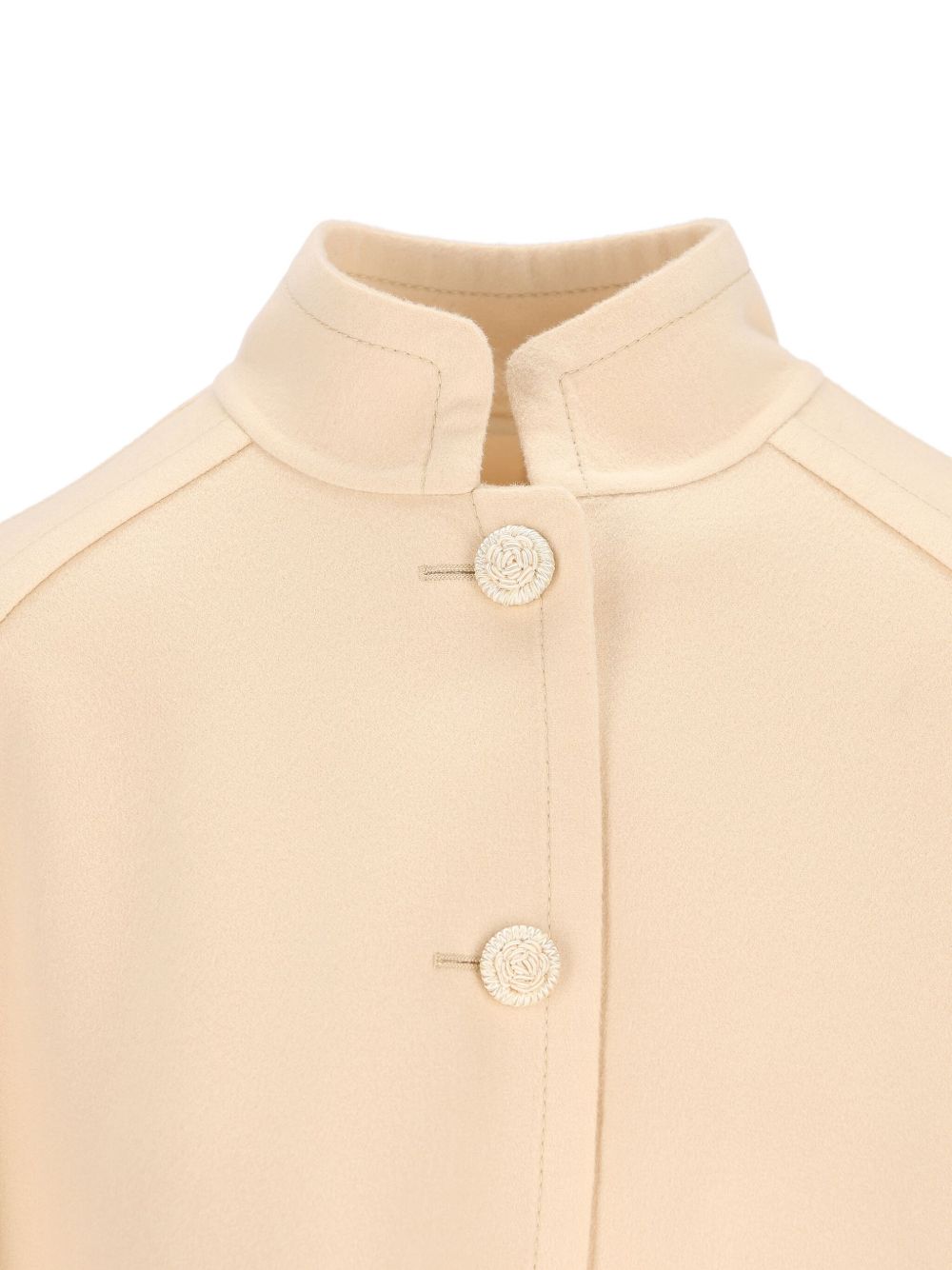 VALENTINO High Collar Flared Jacket with Satin Bow Details