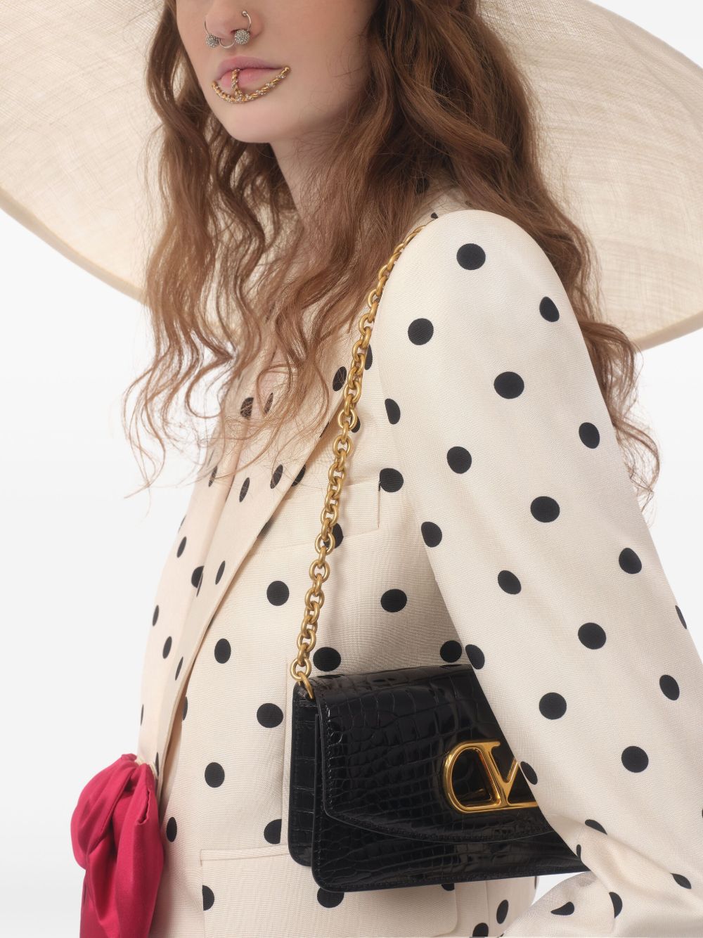 VALENTINO Silk Blazer Jacket with Polka Dot Print for Women