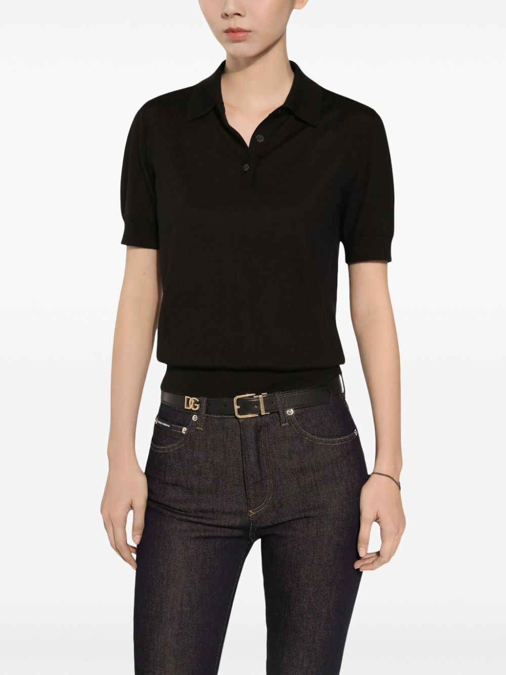 DOLCE & GABBANA Logo Plaque Calfskin Belt