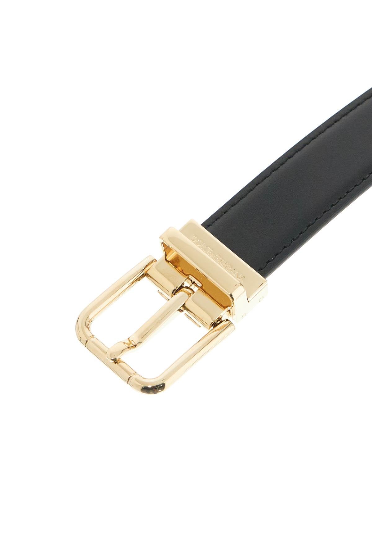 DOLCE & GABBANA Logo Plaque Calfskin Belt