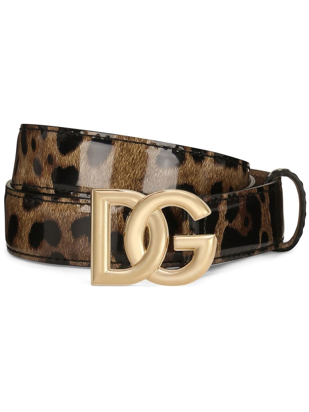 DOLCE & GABBANA Leather Leopard Print Adjustable Belt