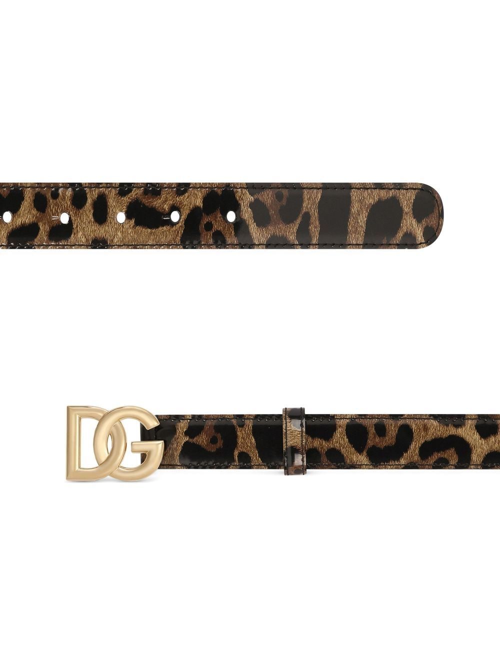 DOLCE & GABBANA Leather Leopard Print Adjustable Belt