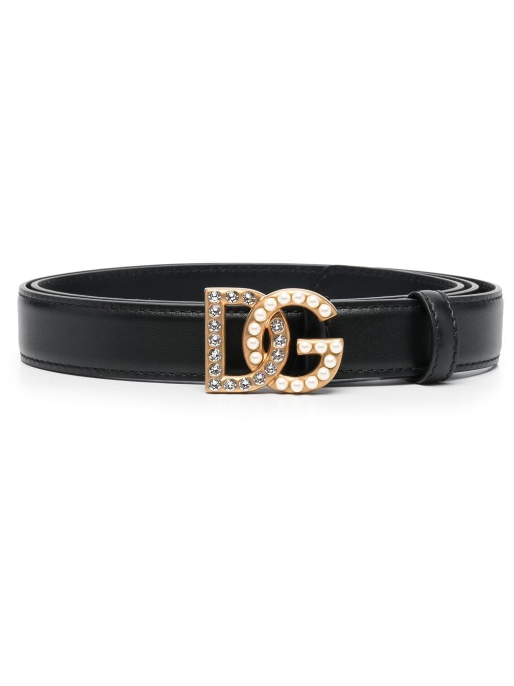 DOLCE & GABBANA DG Logo Leather Belt - Adjustable Fit