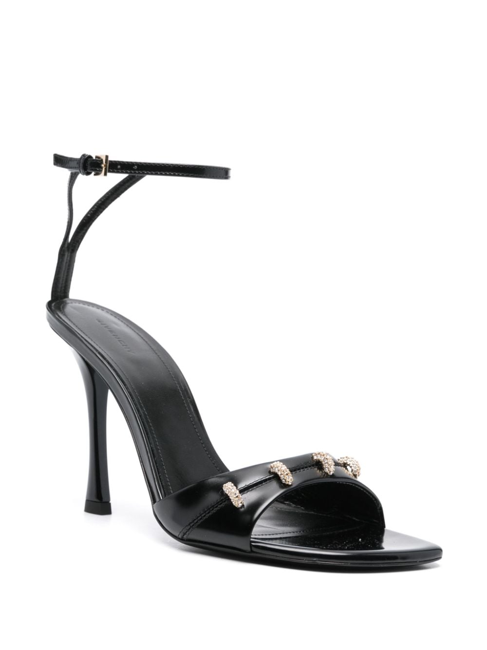 GIVENCHY Stunning Stiletto Leather Sandals with Crystal Embellishments