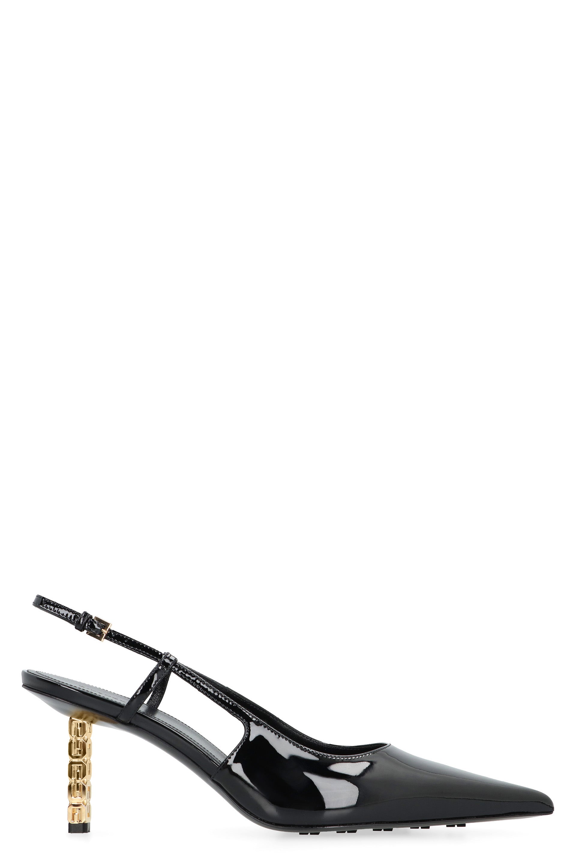 GIVENCHY Pointed Toe Patent Leather Slingback Pumps with Sculptural Heel