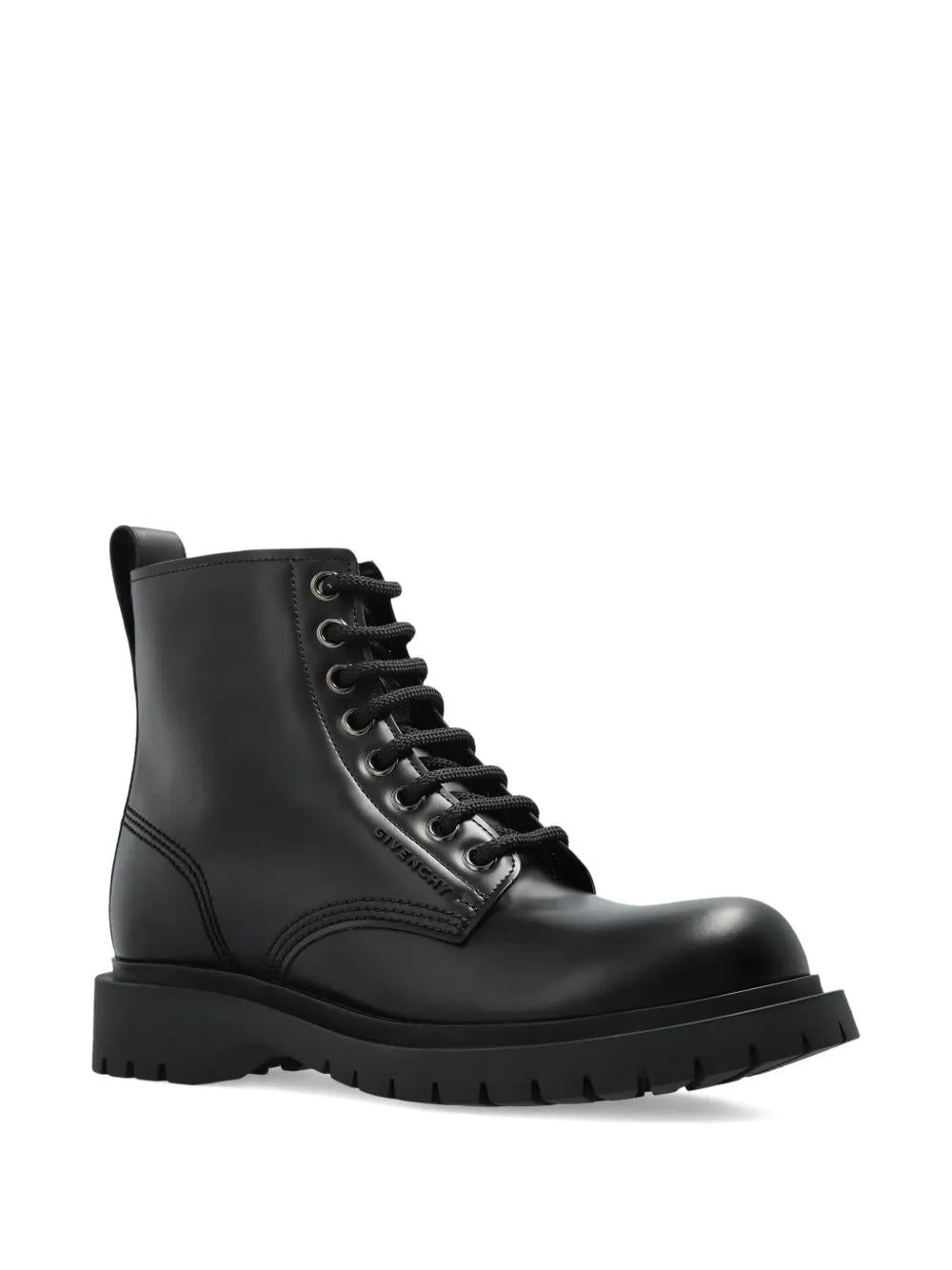 GIVENCHY Lace-Up Leather Motorcycle Boots