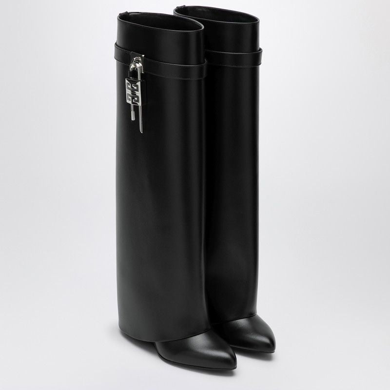 GIVENCHY Knee-High Shark Lock 100MM Leather Boots