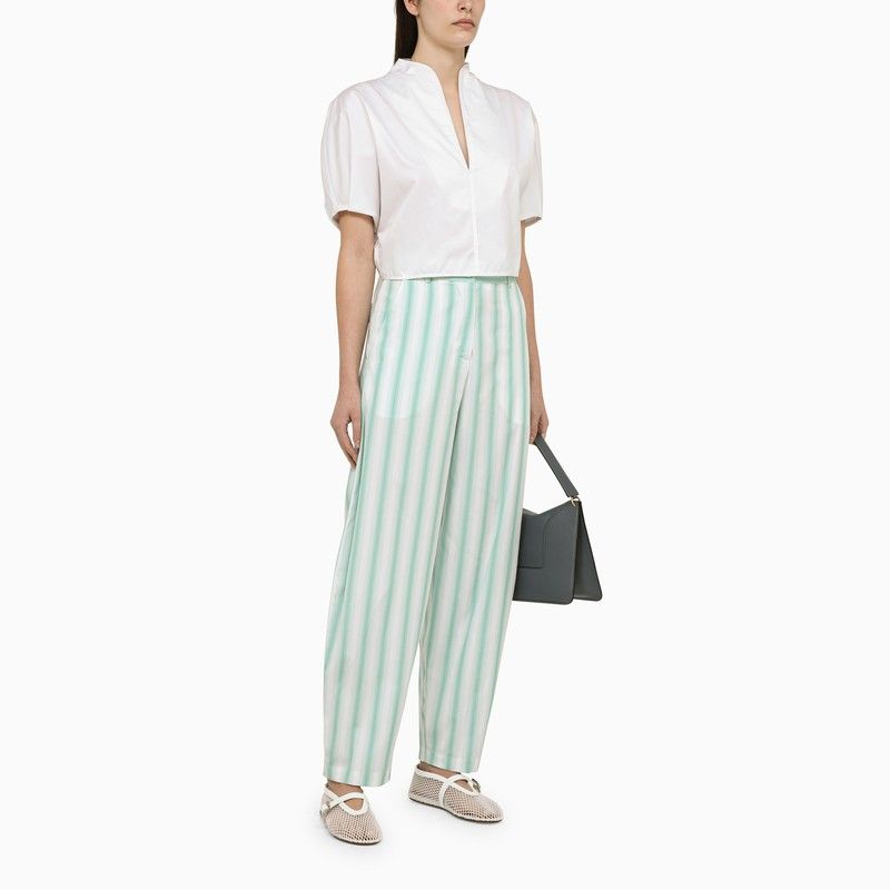 MARGAUX LONNBERG High Waist Striped Cotton Trousers