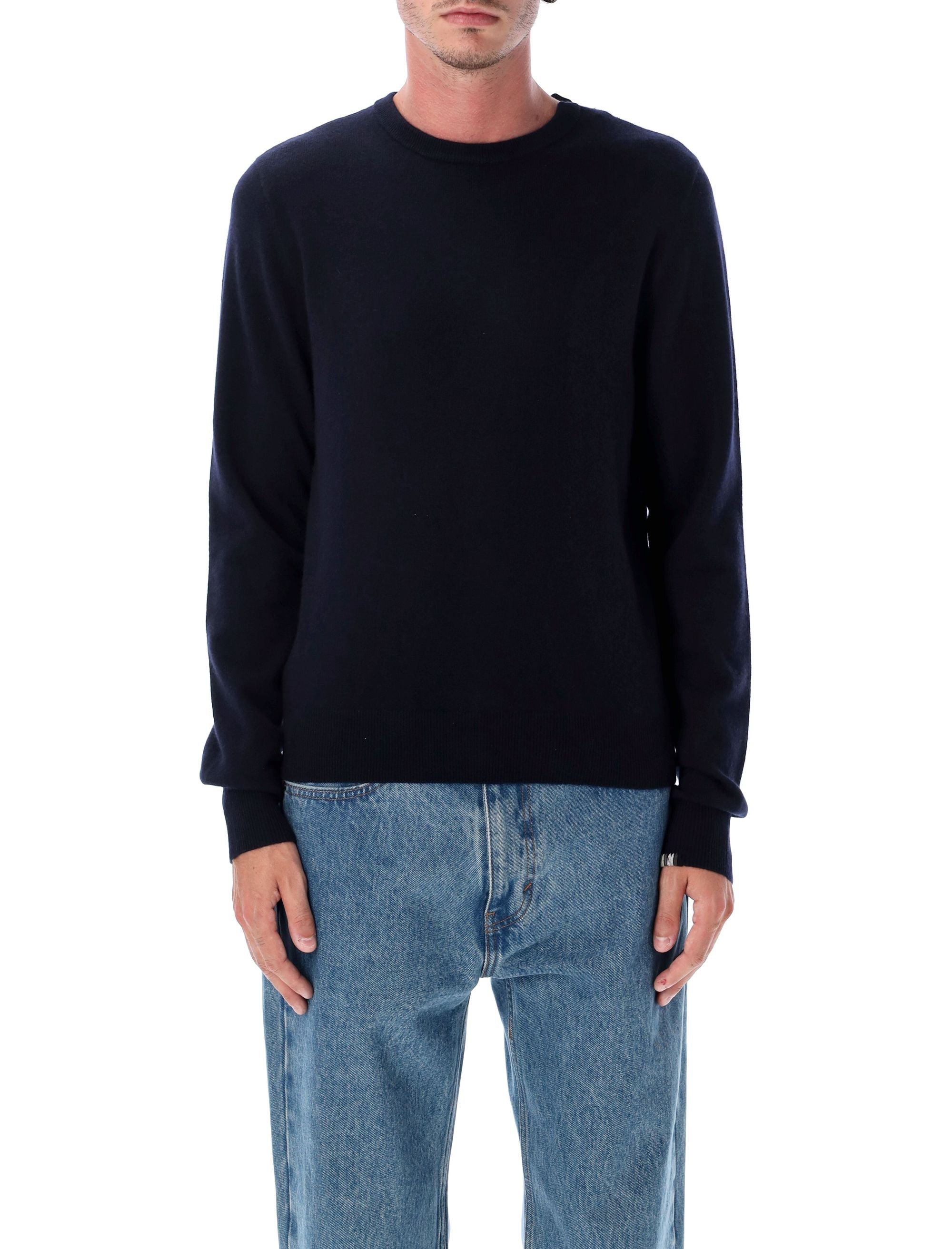 EXTREME CASHMERE Men's Classic Cashmere Sweater with Exposed Seams