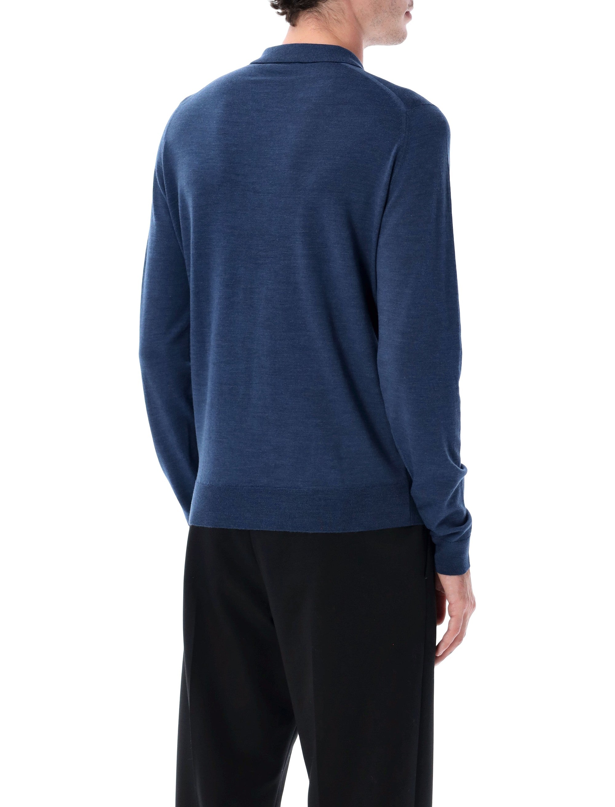 JOHN SMEDLEY Men's Extra Fine Merino Wool Long Sleeve Polo Shirt