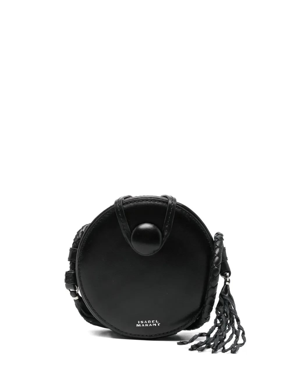 ISABEL MARANT Round Design Mini Shoulder Handbag with Braided Strap and Tassel Detail