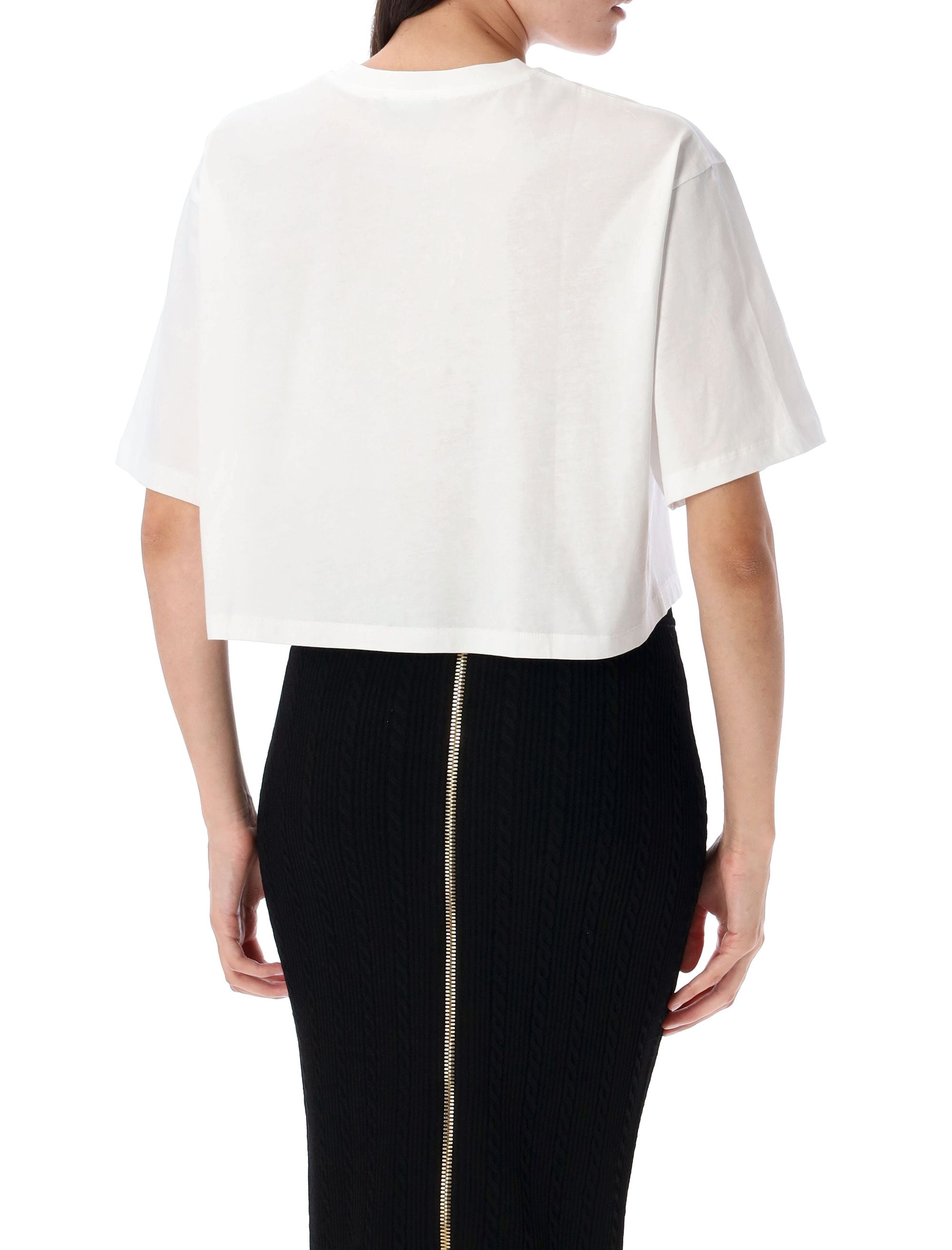 BALMAIN Cropped Logo T-Shirt - Mini Fit