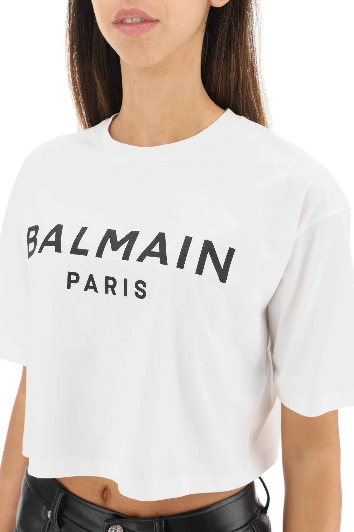 BALMAIN Cropped Logo T-Shirt - Mini Fit