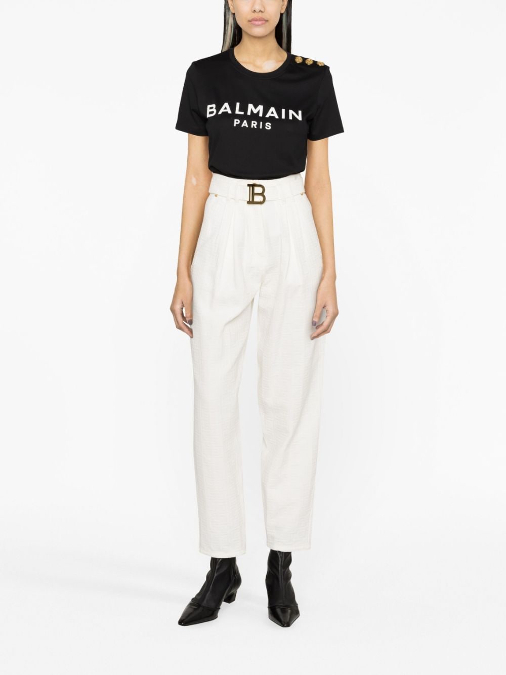 BALMAIN Logo Organic Cotton T-Shirt