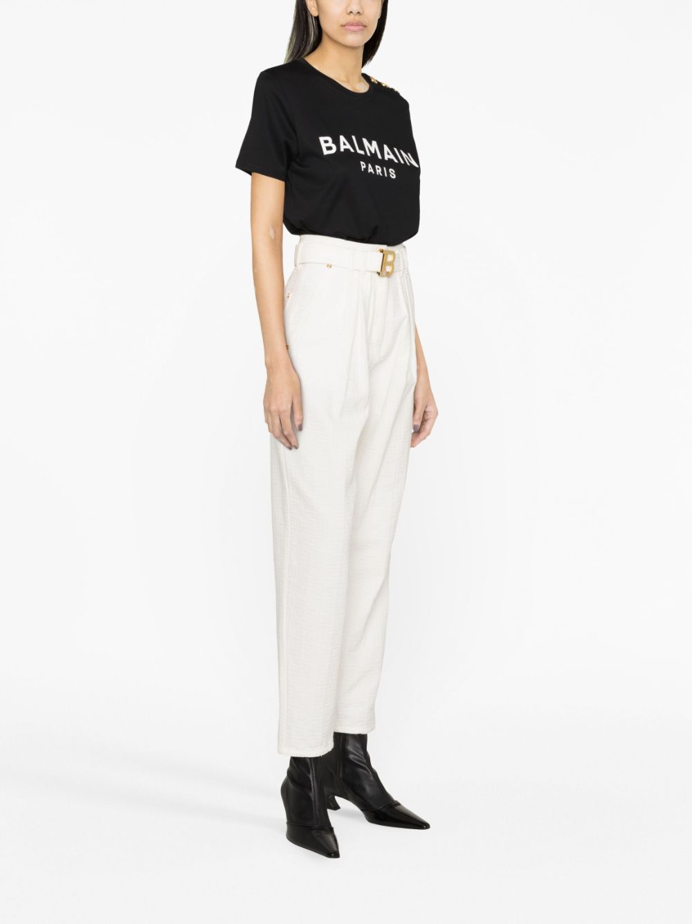 BALMAIN Logo Organic Cotton T-Shirt