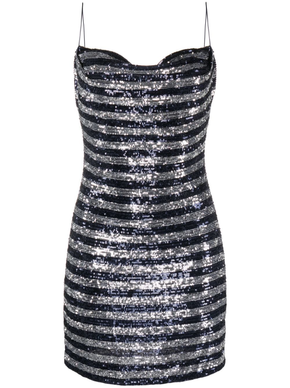 BALMAIN Mini Cowl Neck Glitter Short Dress