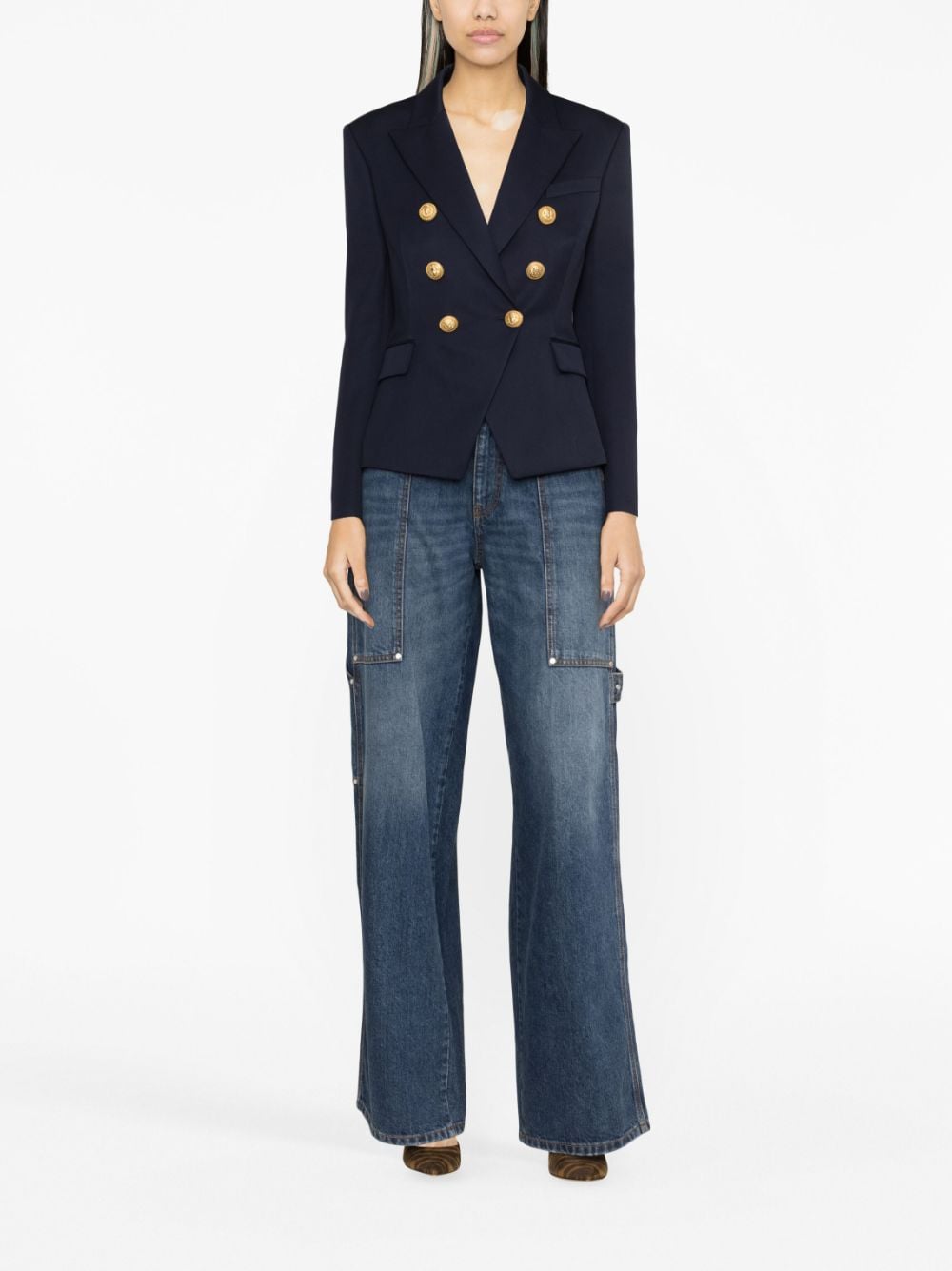 BALMAIN Double-Breasted Wool Blazer for Women