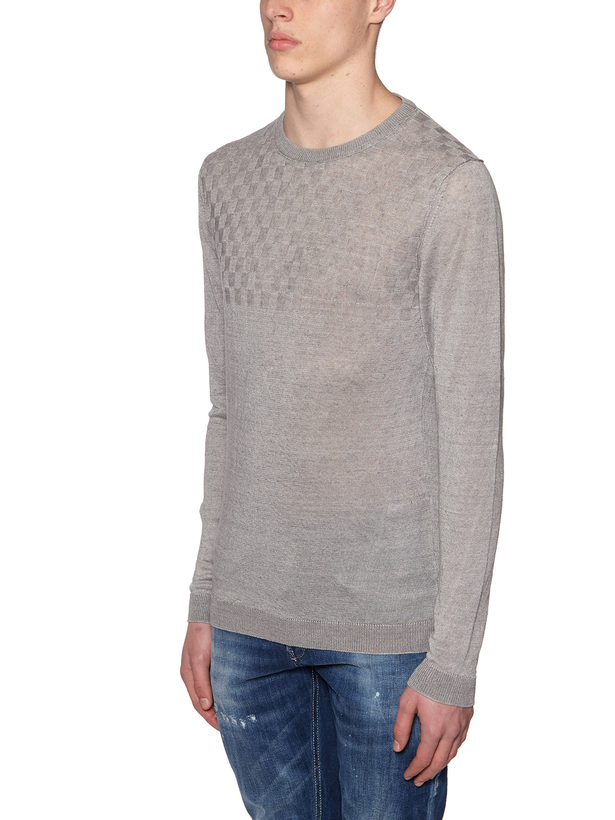 DANIELE ALESSANDRINI Linen Crew Neck Sweater in Size 48
