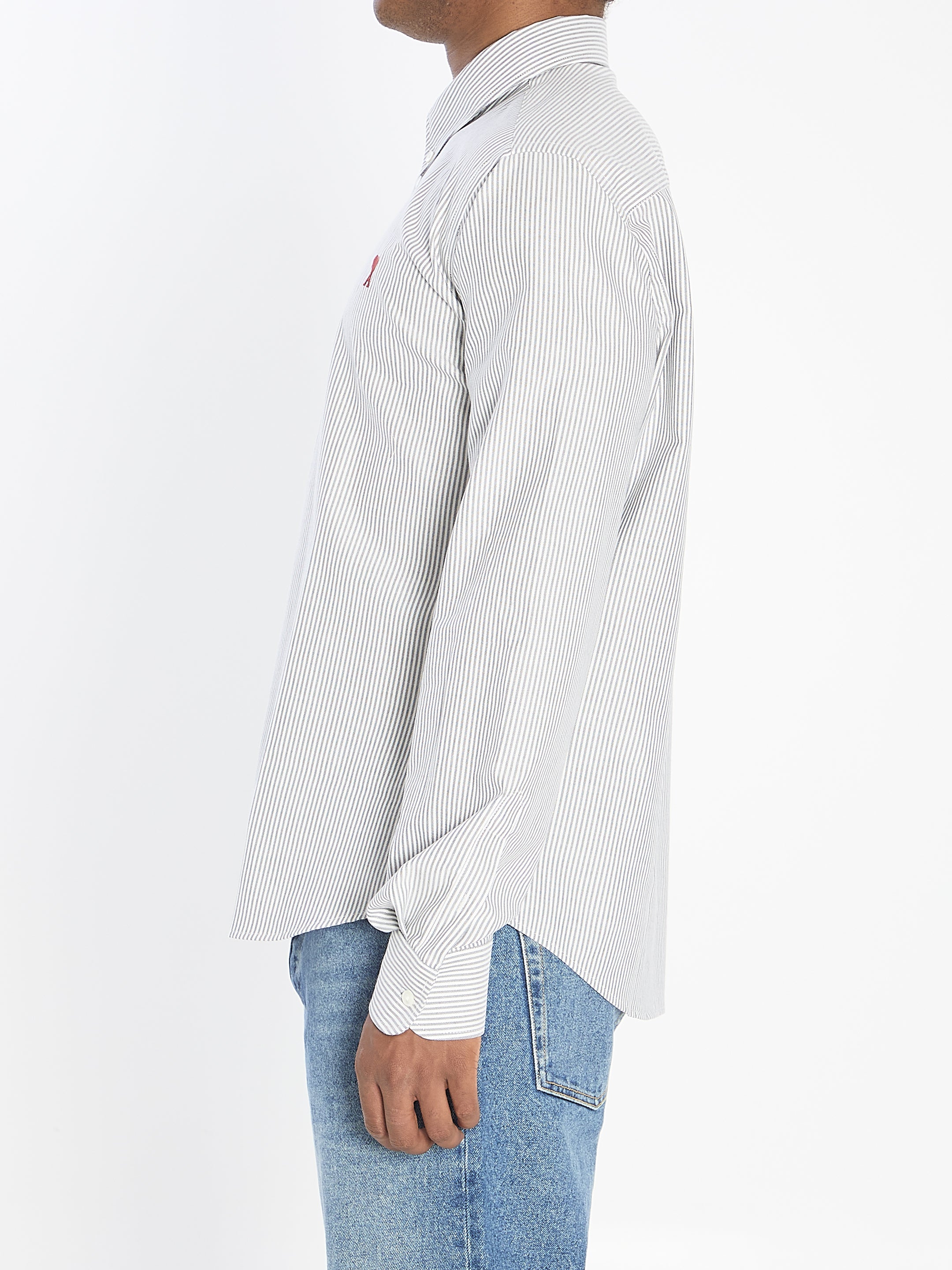 AMI PARIS Classic Fit Striped Oxford Shirt - Size M